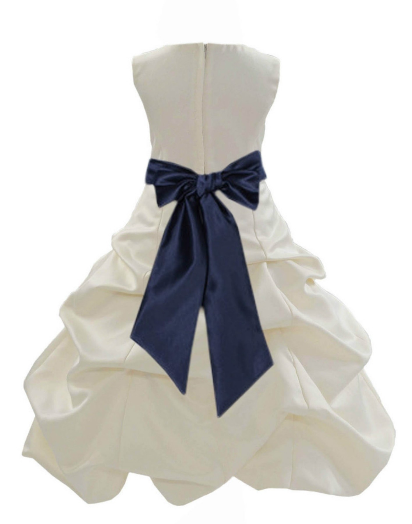 Ivory/Midnight Satin Pick-Up Bubble Flower Girl Dress Bridesmaid 806S