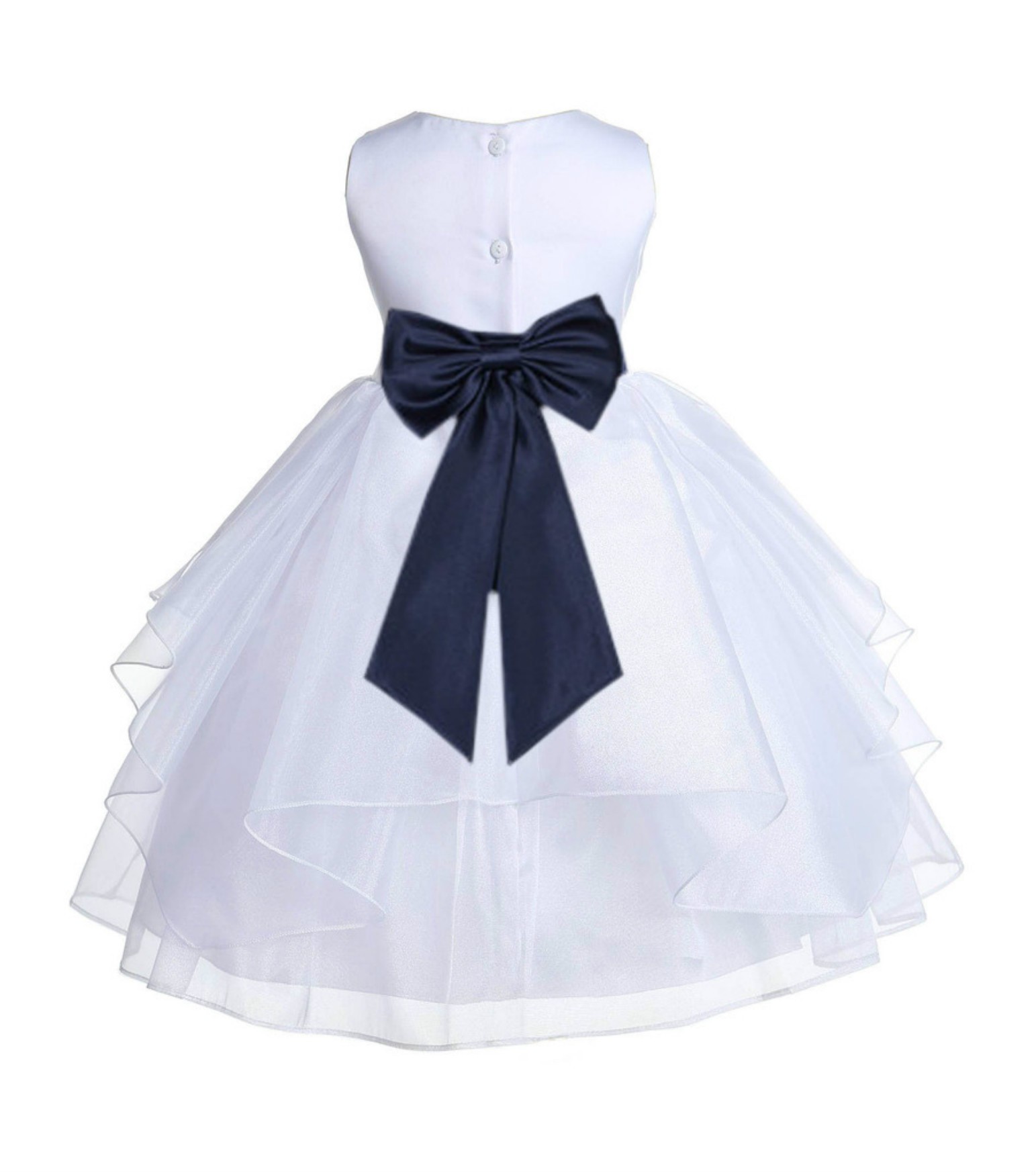 White/Midnight Satin Shimmering Organza Flower Girl Dress Wedding 4613T