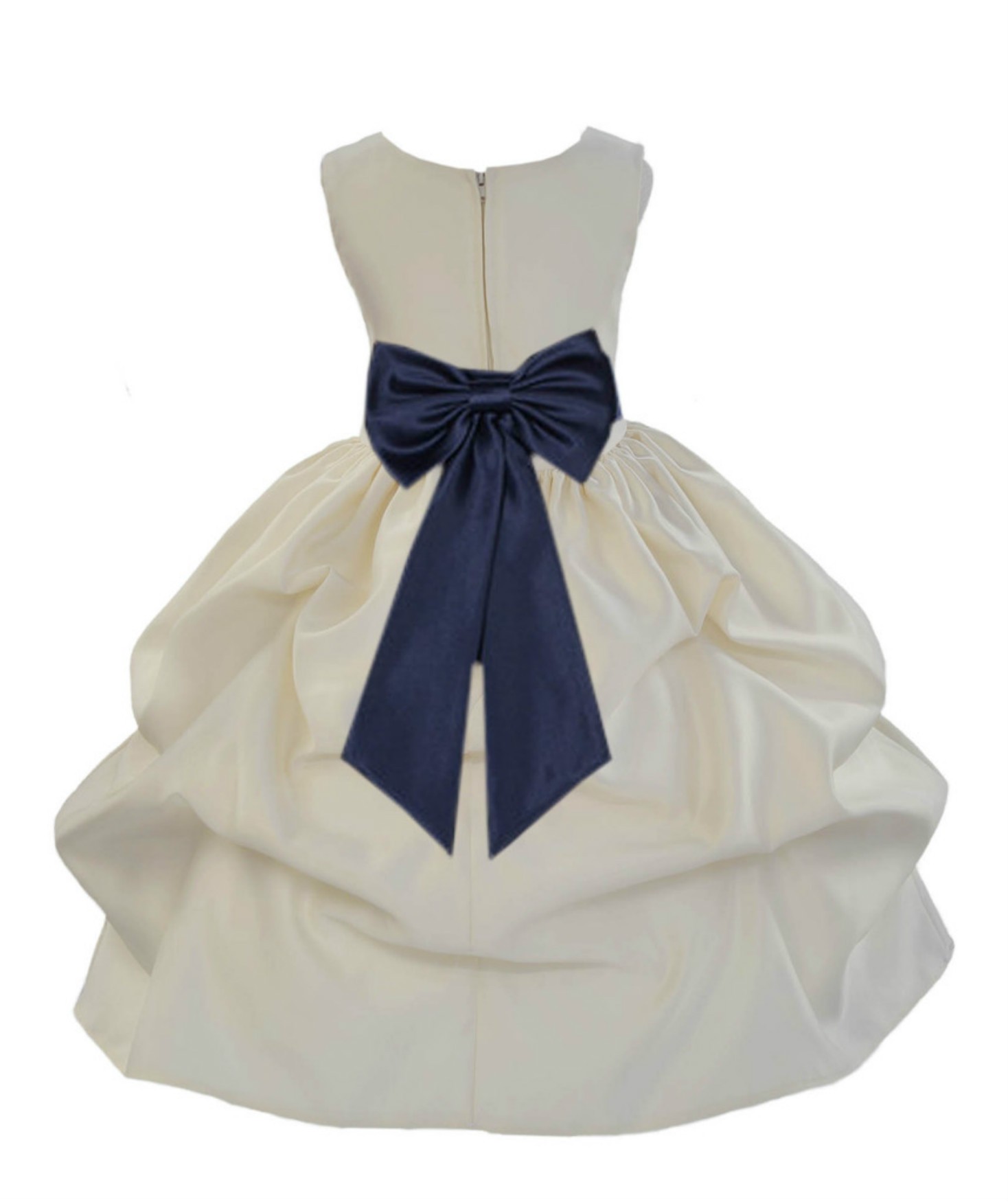 Ivory/Midnight Satin Pick-Up Flower Girl Dress Bridesmaid 208T