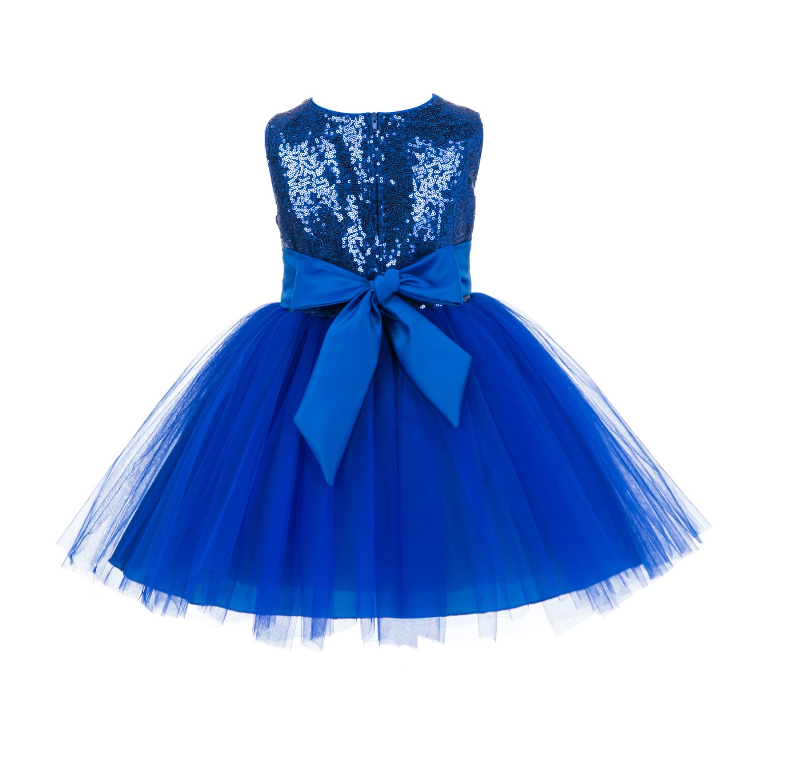 Royal Blue Sparkling Sequins Mesh Tulle Flower Girl Dress Stylish 124