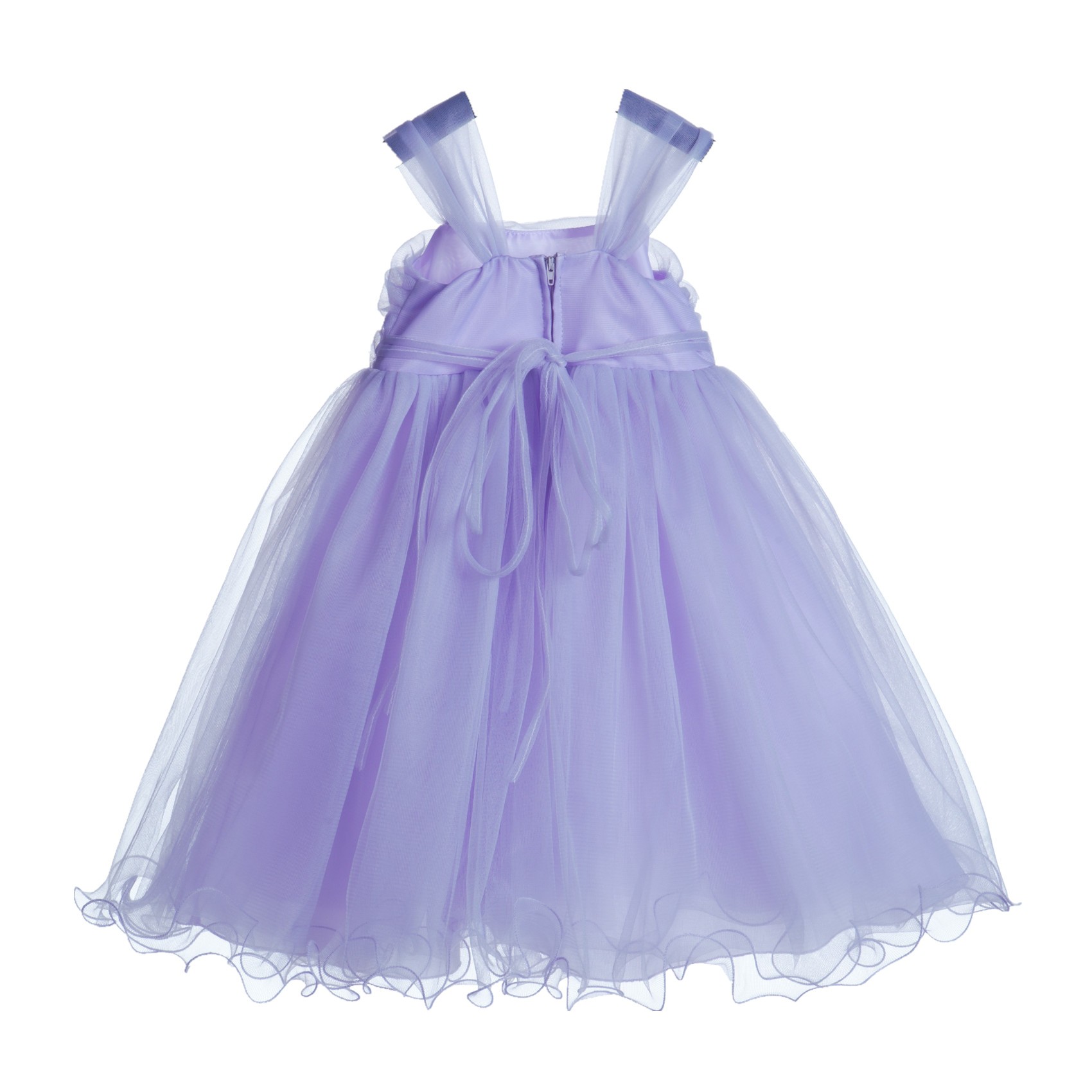 Lilac Rattail Edge Tulle Flower Girl Dress Pretty Princess 117NF