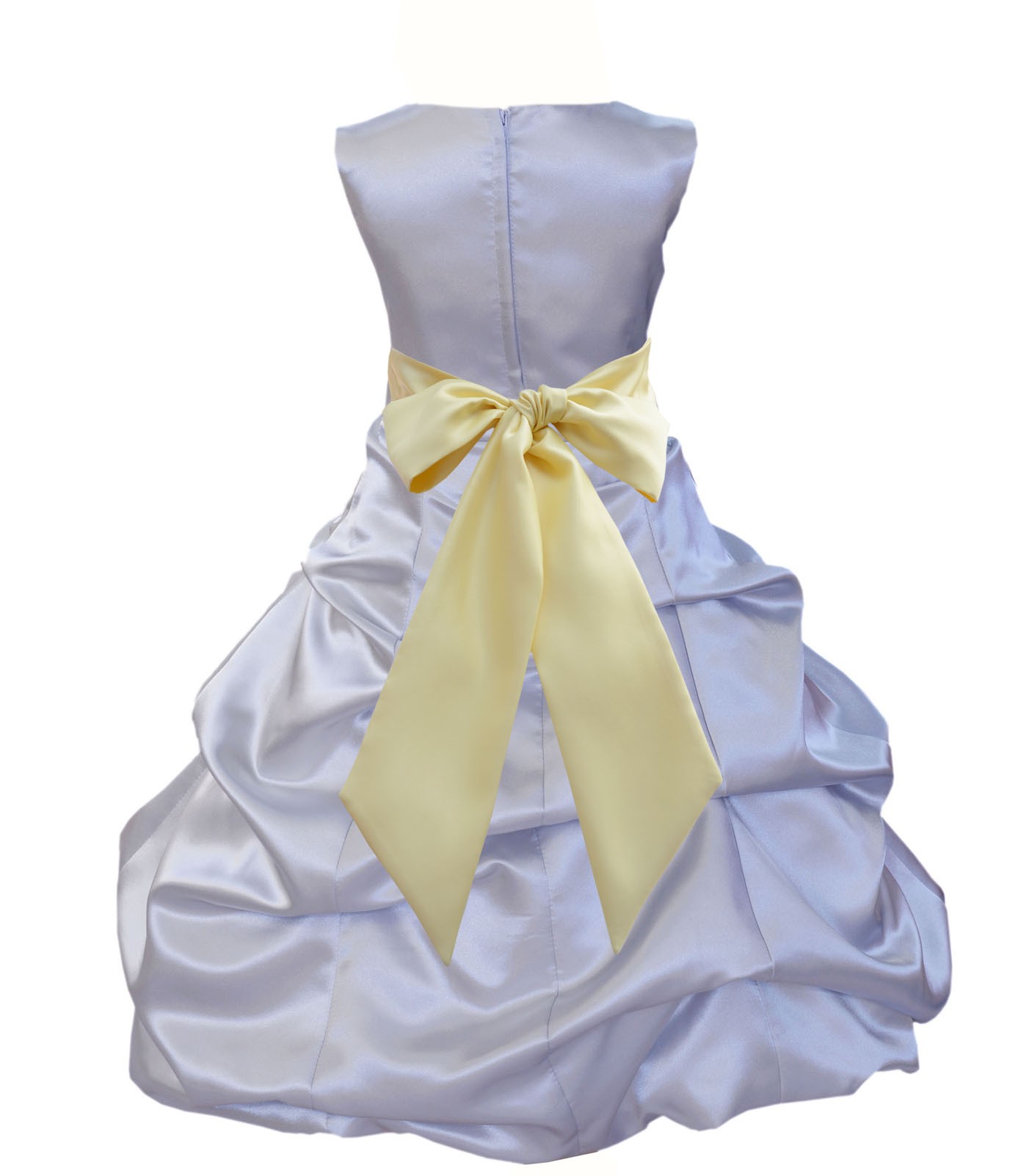 Silver/Canary Satin Pick-Up Bubble Flower Girl Dress Stylish 806S