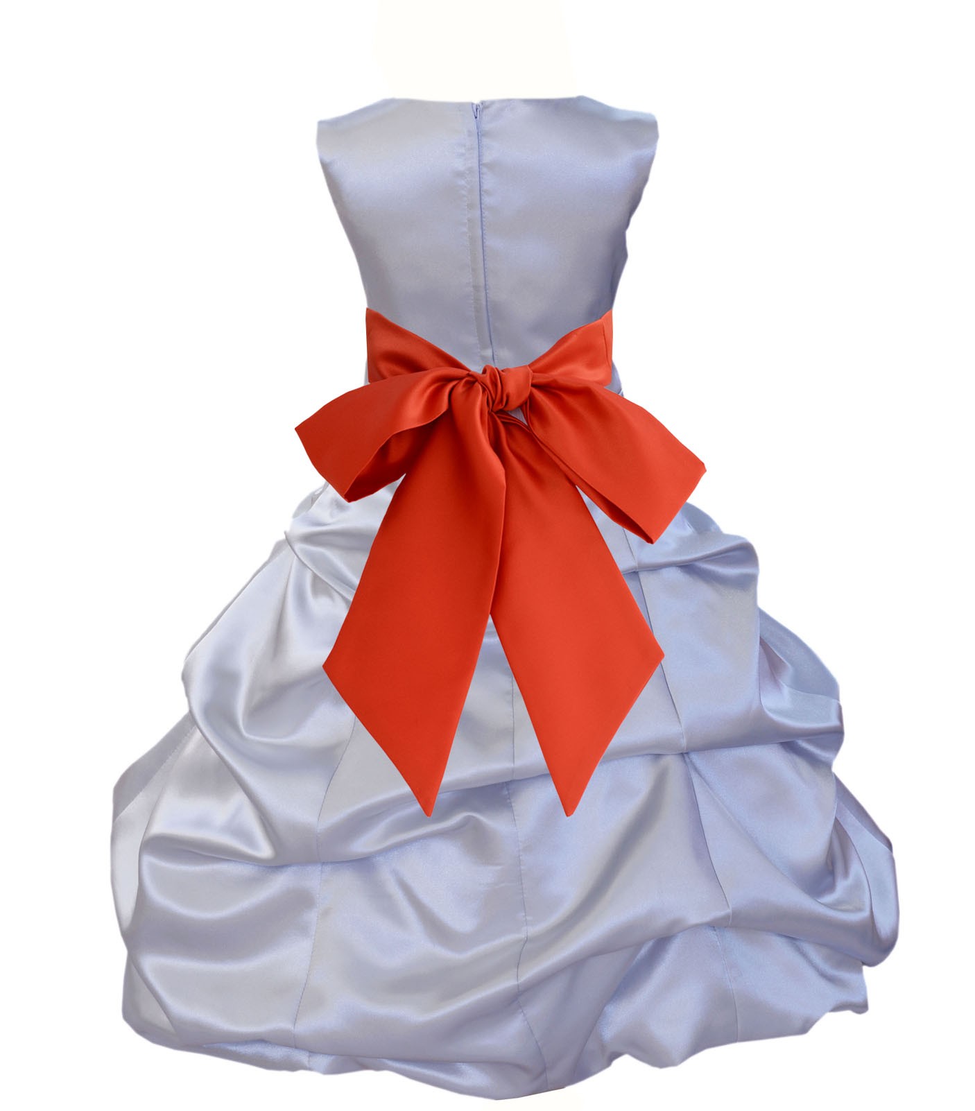 Silver/Persimmon Satin Pick-Up Bubble Flower Girl Dress Stylish 806S