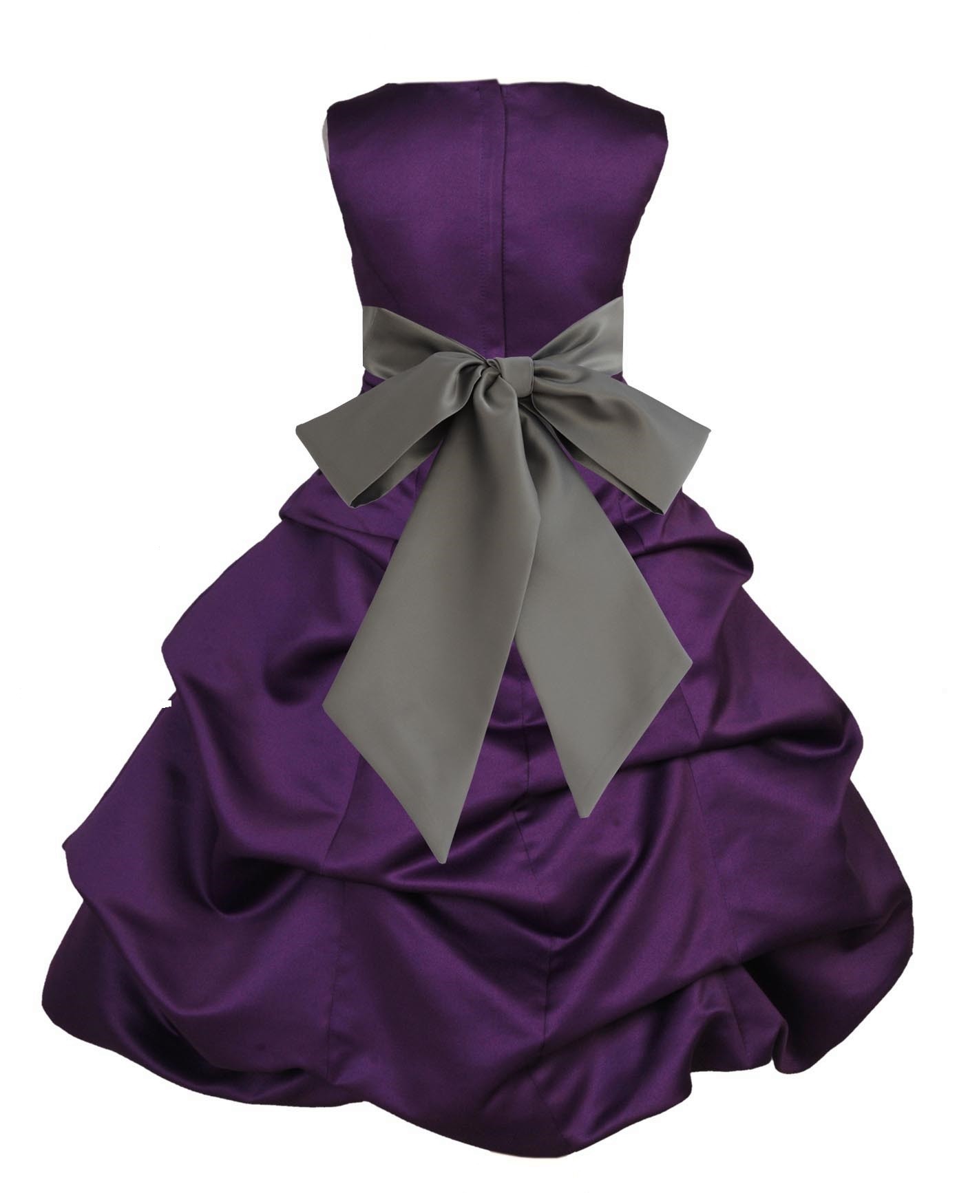 Purple/Mercury Satin Pick-Up Bubble Flower Girl Dress Easter 806S
