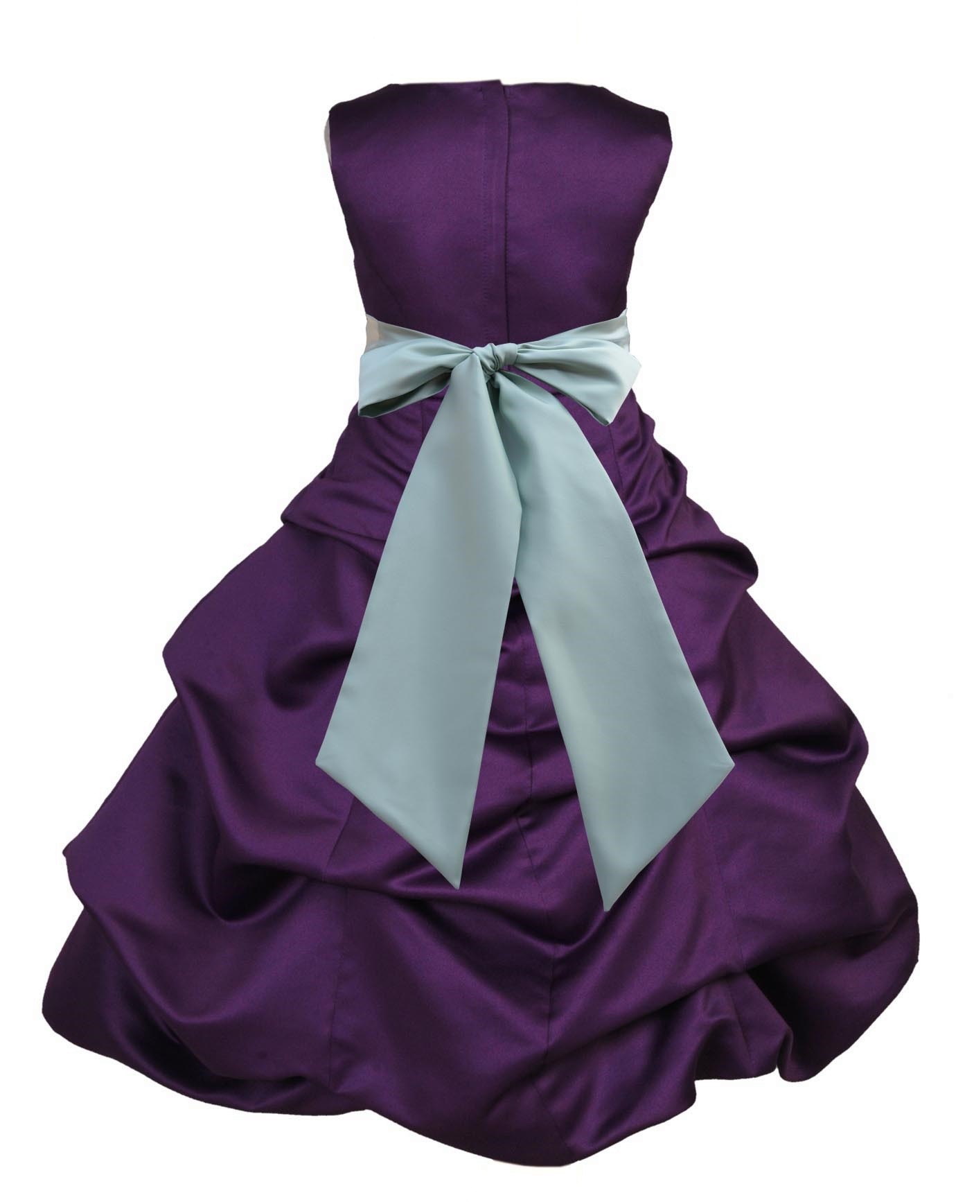 Purple/Sage Satin Pick-Up Bubble Flower Girl Dress Easter 806S