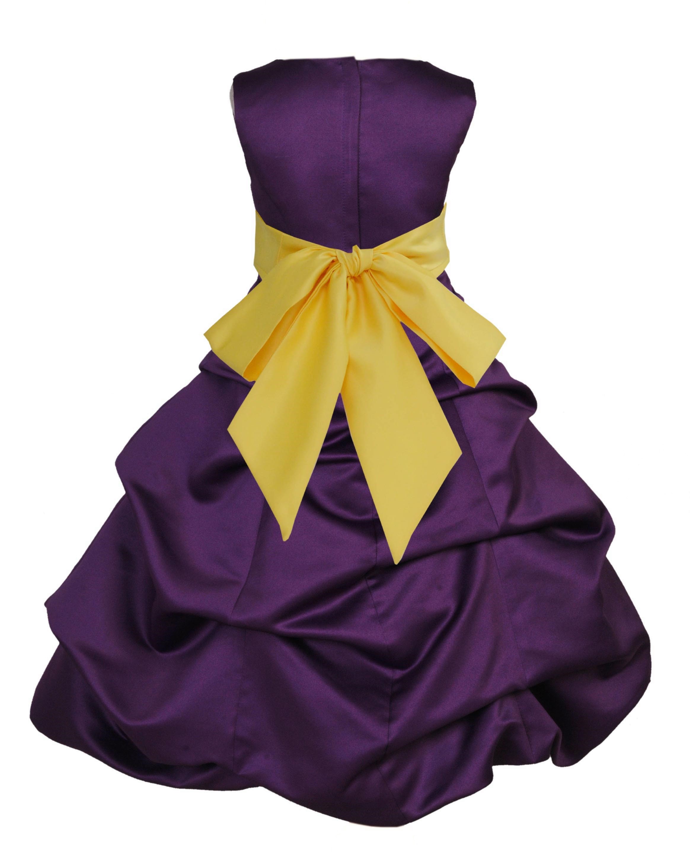 Purple/Sunbeam Satin Pick-Up Bubble Flower Girl Dress Easter 806S