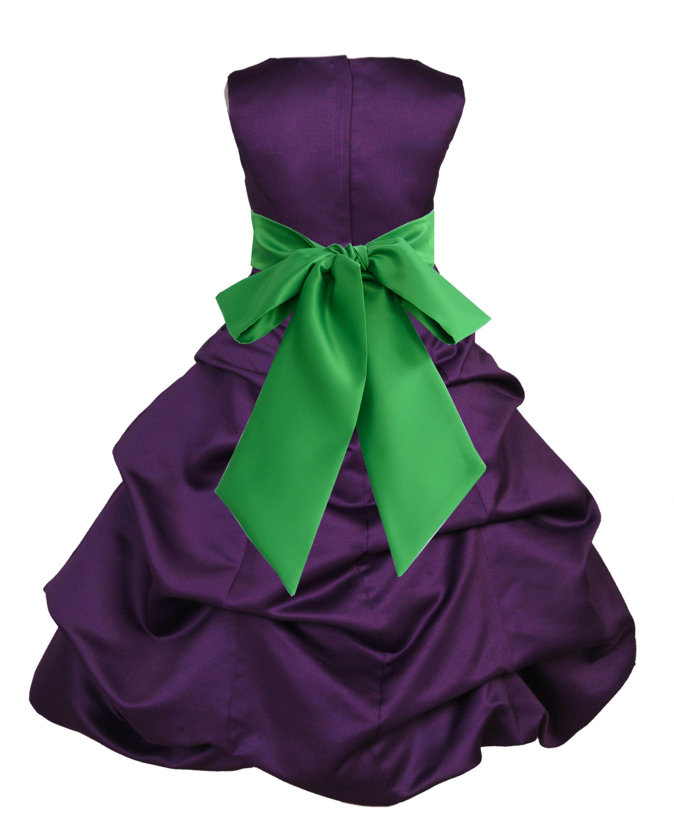 Purple/Lime Satin Pick-Up Bubble Flower Girl Dress Easter 806S