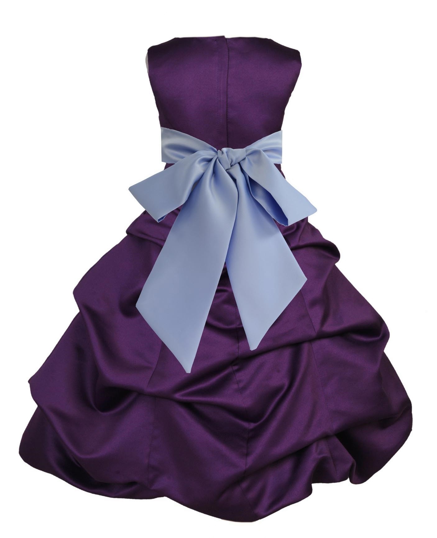 Purple/Bluebird Satin Pick-Up Bubble Flower Girl Dress Easter 806S