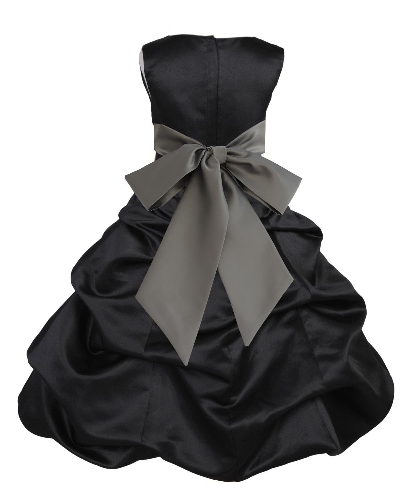 Black/Mercury Satin Pick-Up Bubble Flower Girl Dress Formal 806S