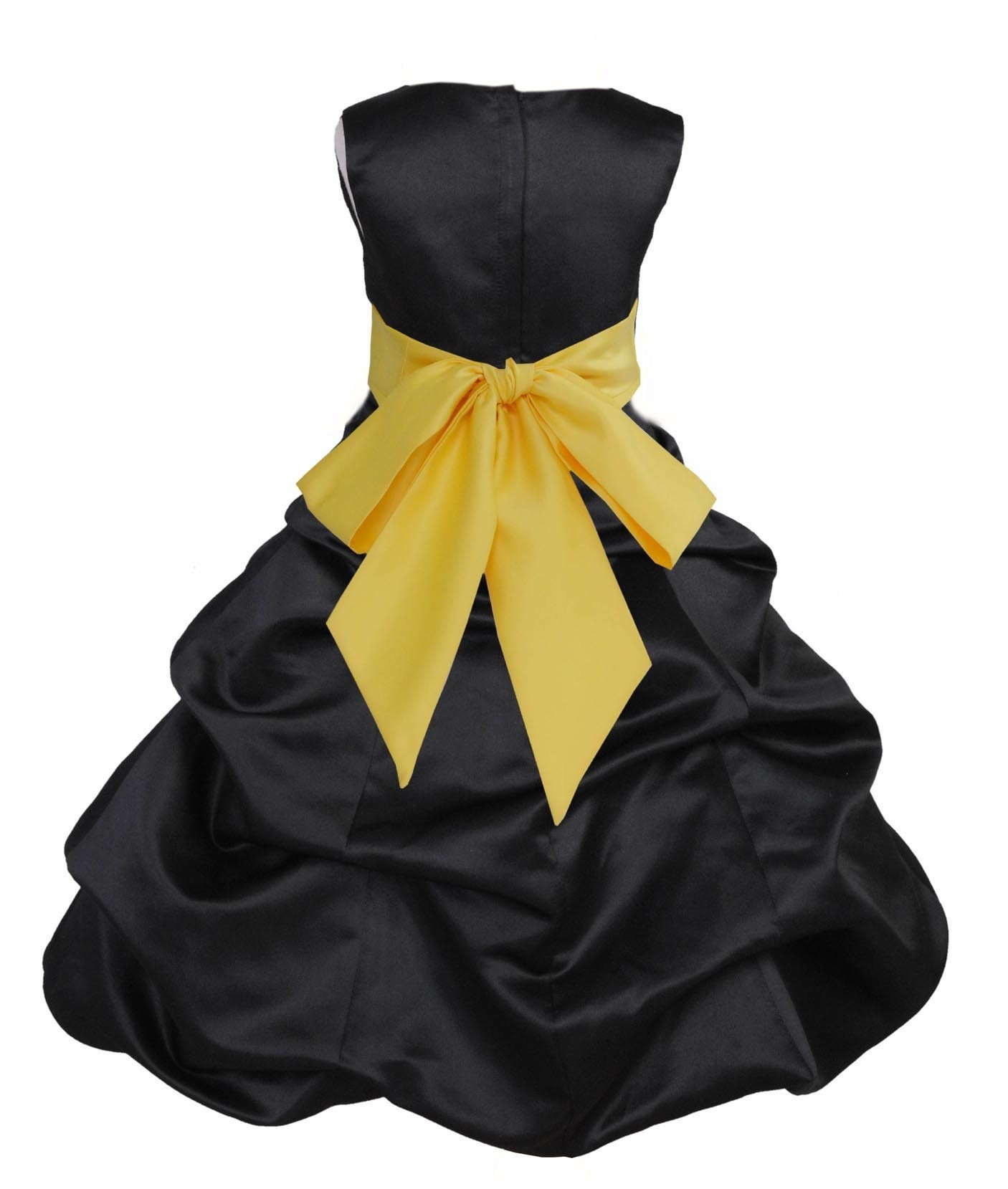 Black/Sunbeam Satin Pick-Up Bubble Flower Girl Dress Formal 806S