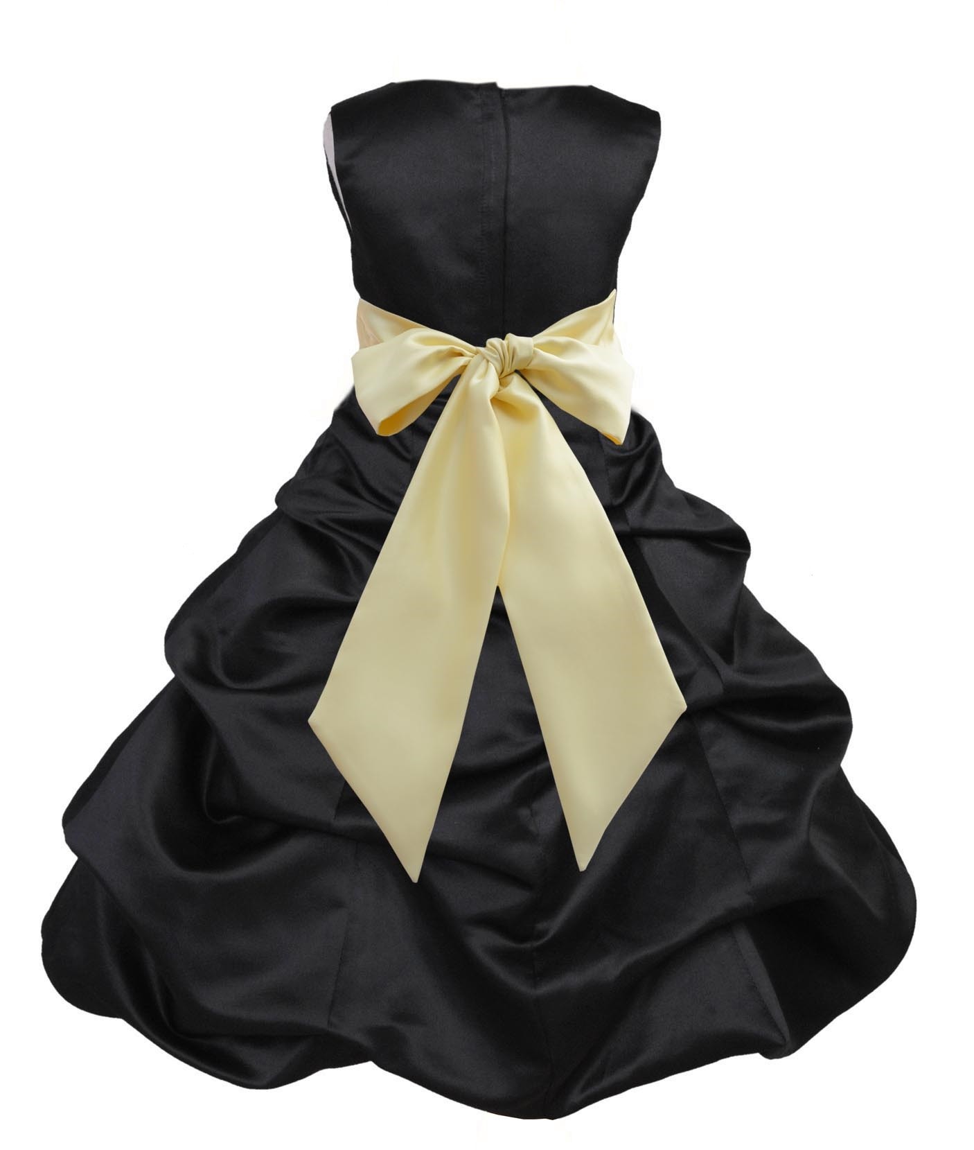 Black/Canary Satin Pick-Up Bubble Flower Girl Dress Formal 806S