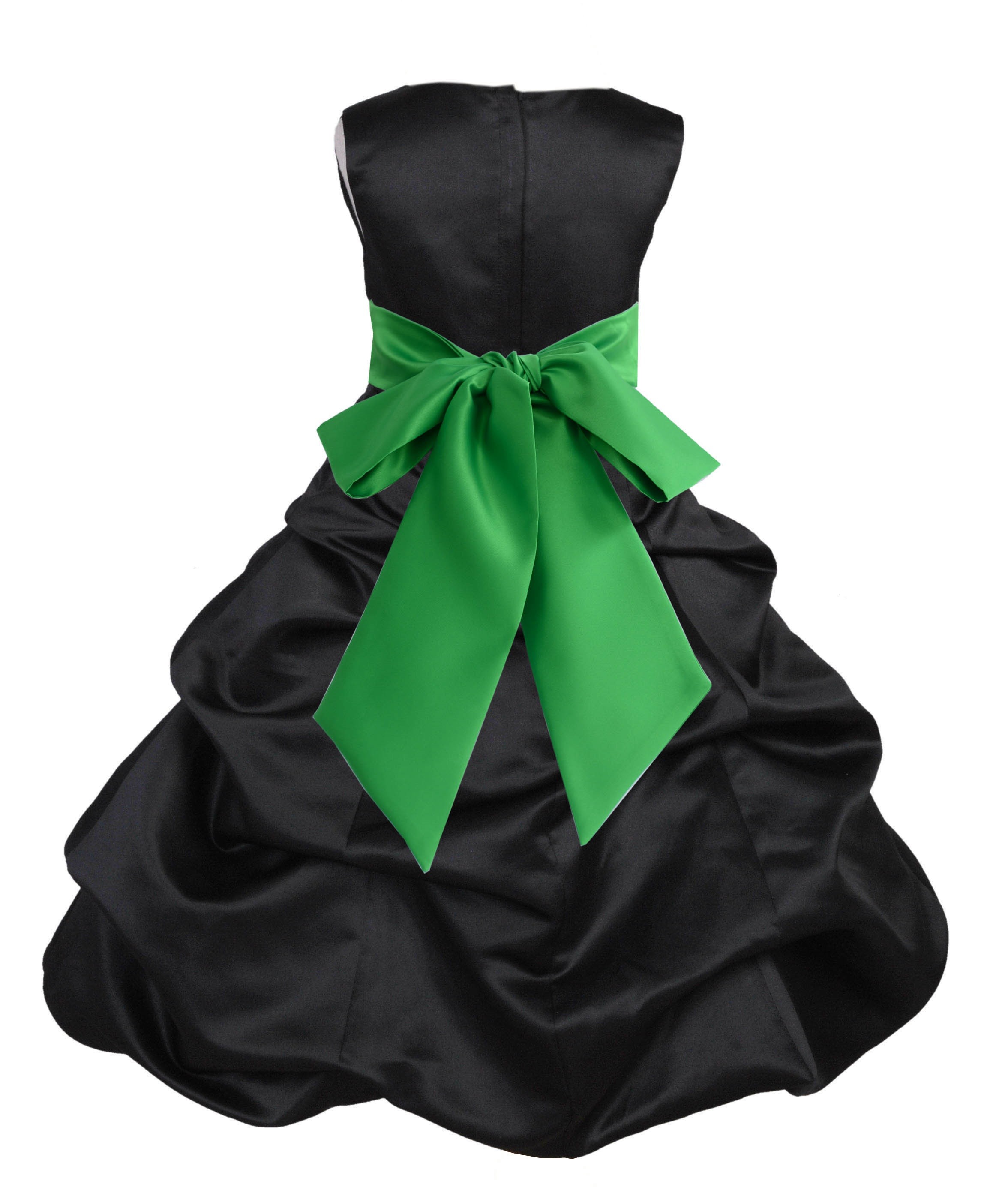 Black/Lime Satin Pick-Up Bubble Flower Girl Dress Formal 806S