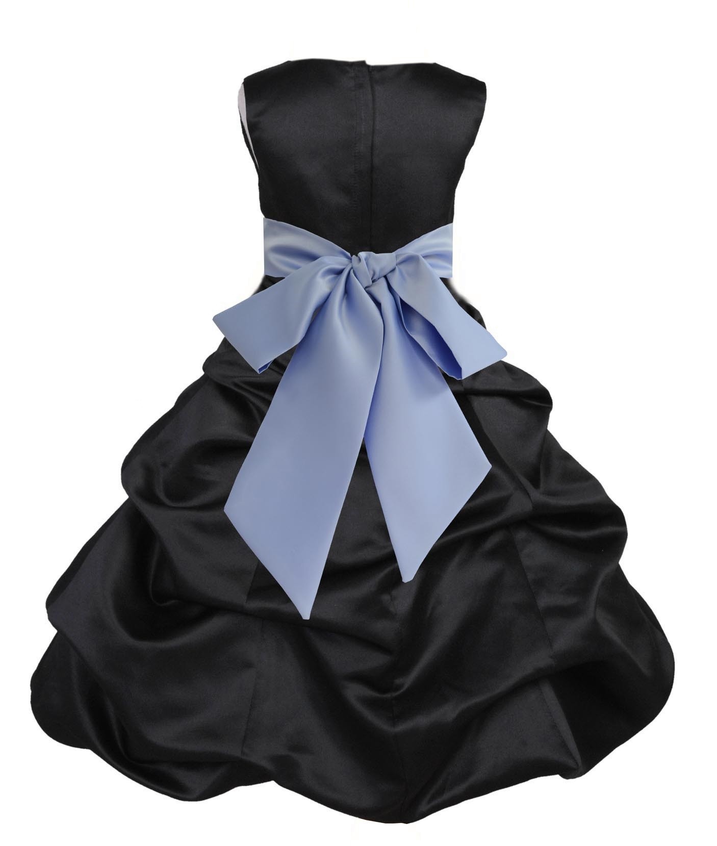 Black/Bluebird Satin Pick-Up Bubble Flower Girl Dress Formal 806S