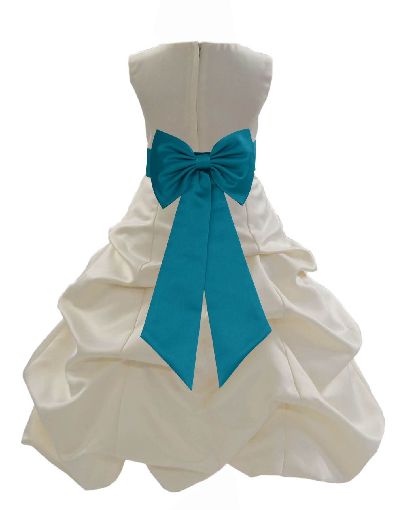 Ivory/Oasis Satin Pick-Up Bubble Flower Girl Dress Bridesmaid 808T
