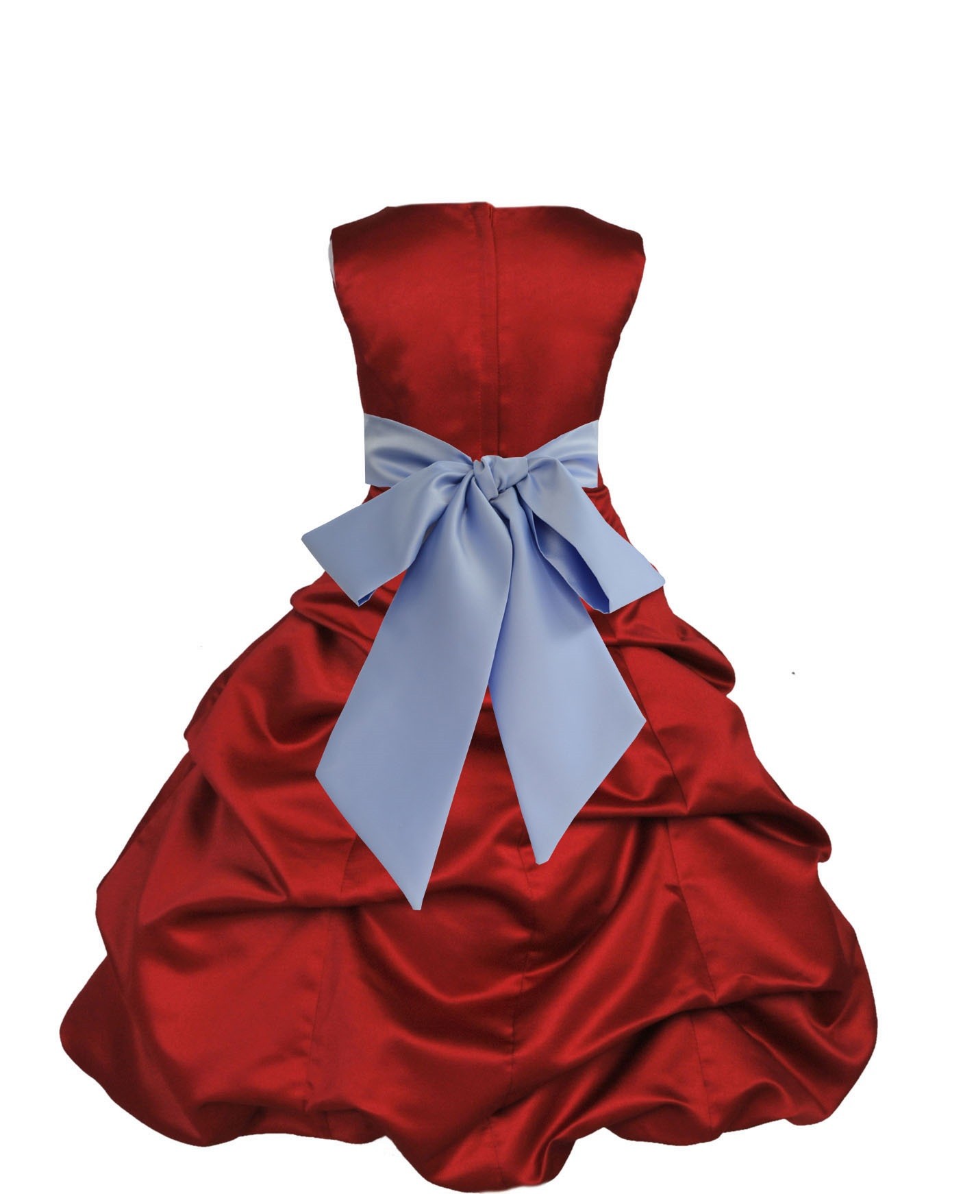 Apple Red/Bluebird Satin Pick-Up Bubble Flower Girl Dress 806S