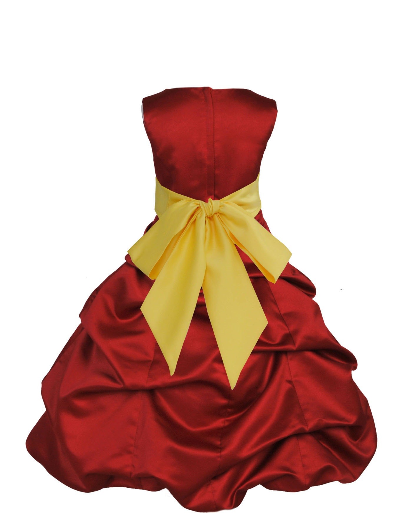 Apple Red/Sunbeam Satin Pick-Up Bubble Flower Girl Dress 806S
