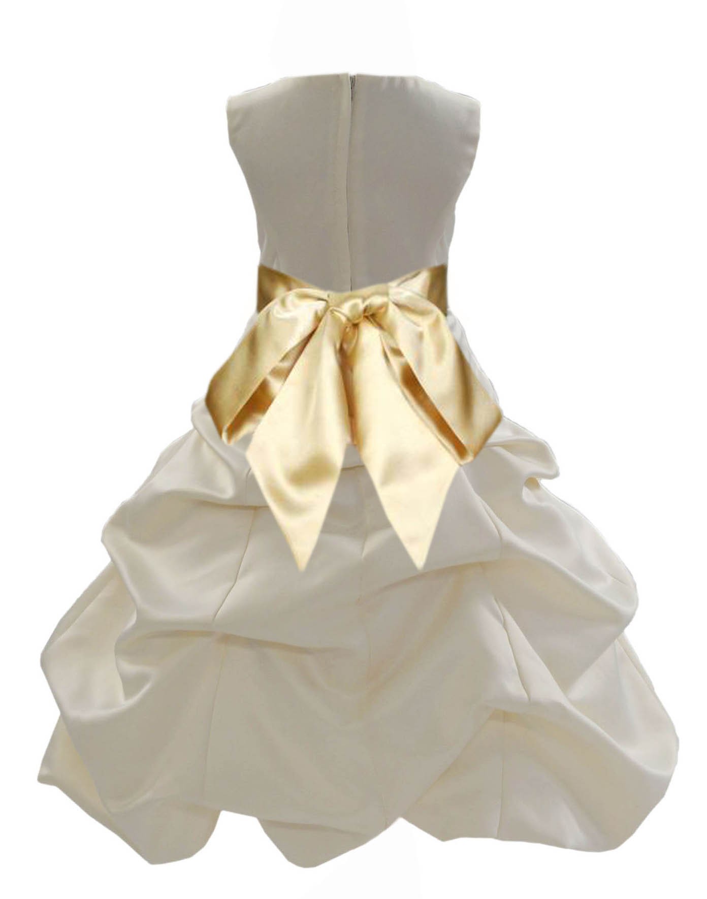 Ivory/Gold Satin Pick-Up Bubble Flower Girl Dress Bridesmaid 806S