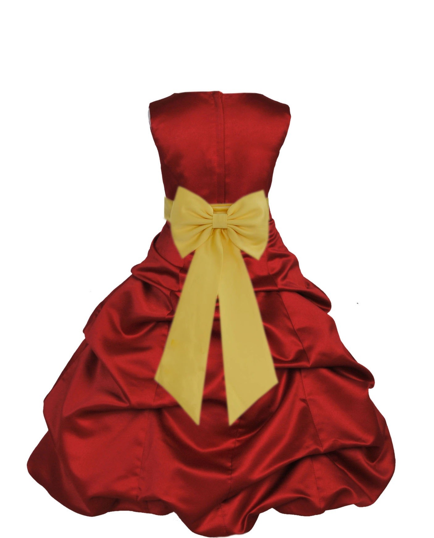 Apple Red/Sunbeam Satin Pick-Up Bubble Flower Girl Dress 808T