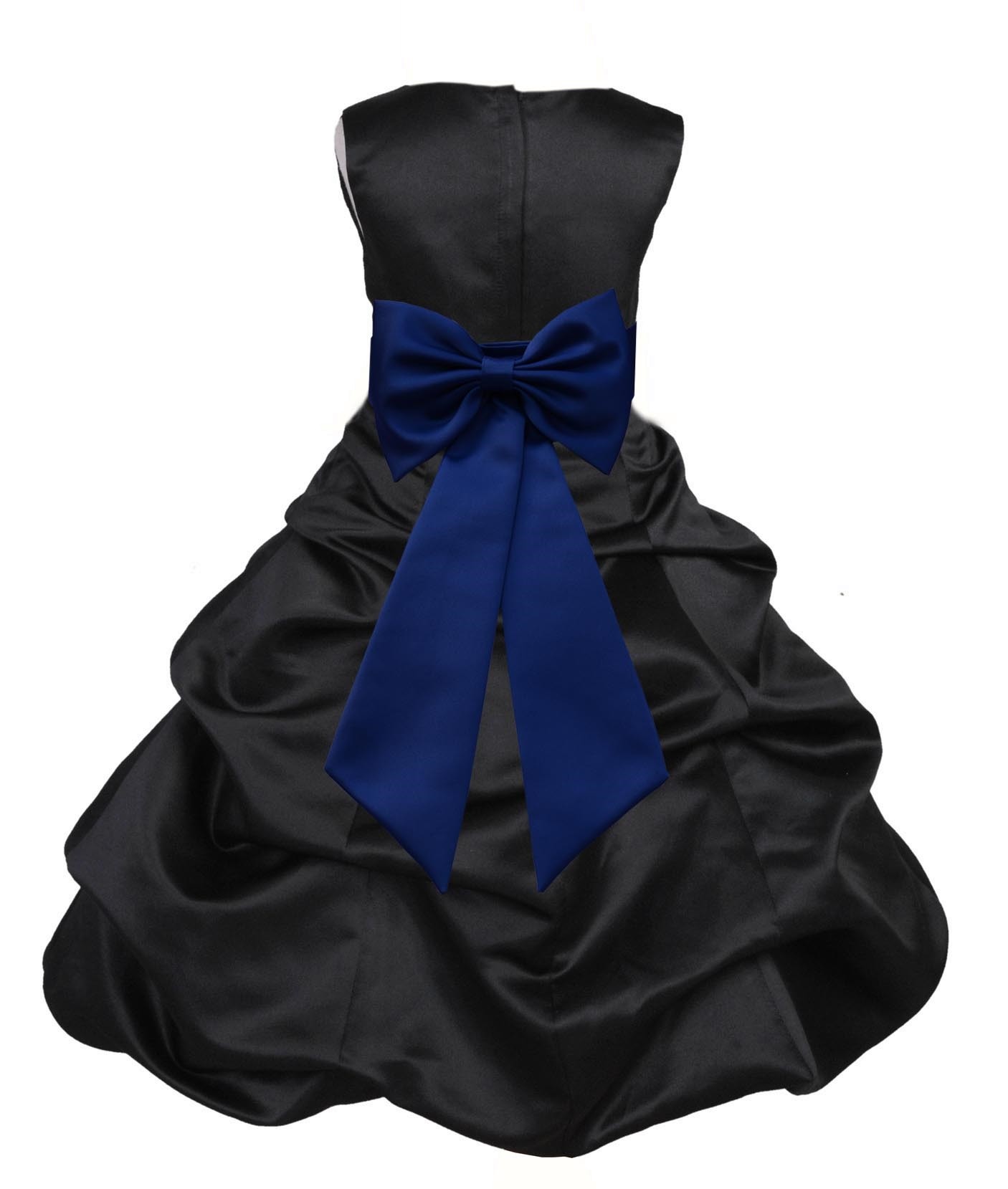Black/Navy Blue Satin Pick-Up Bubble Flower Girl Dress Formal 808T