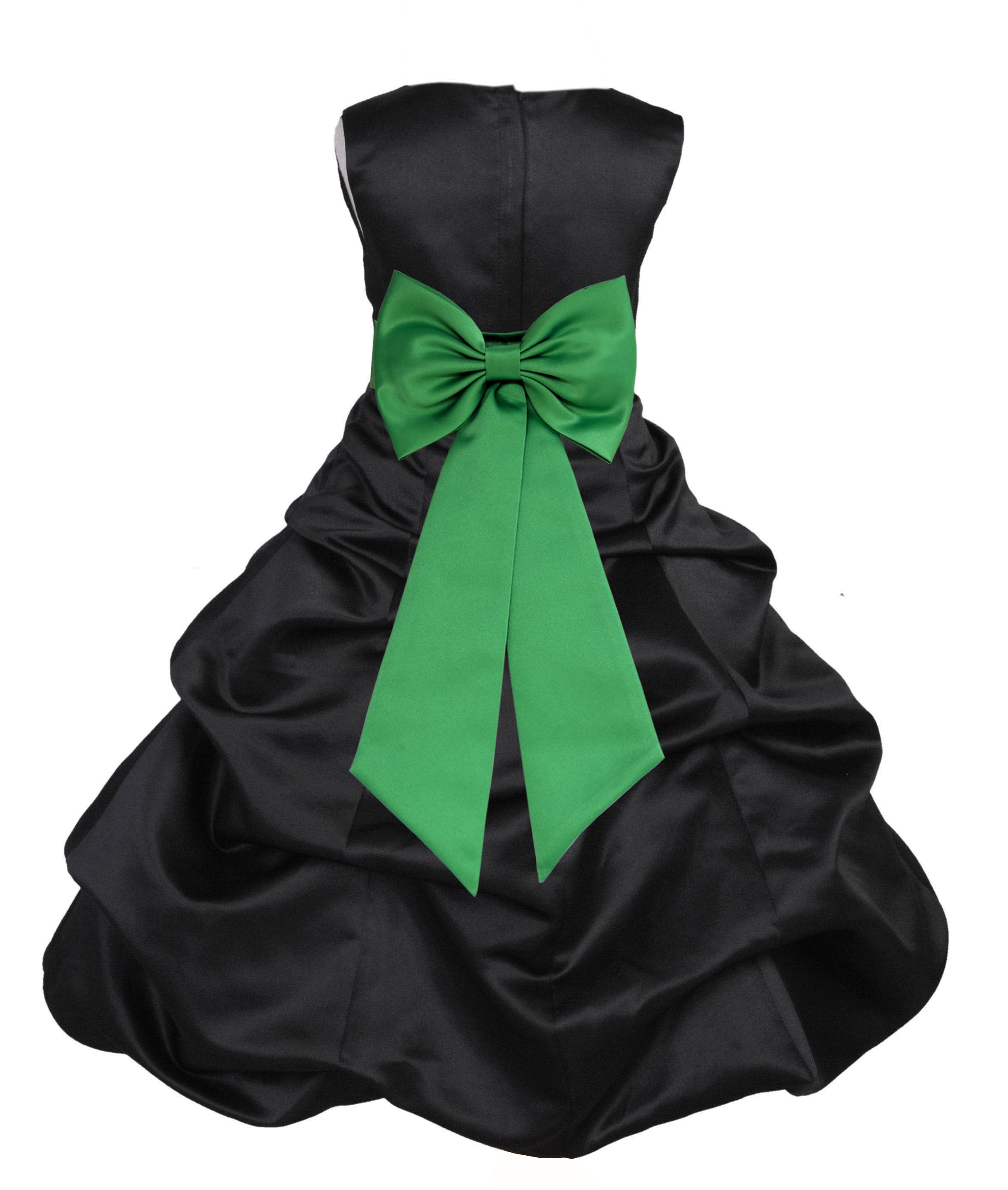 Black/Lime Satin Pick-Up Bubble Flower Girl Dress Formal 808T