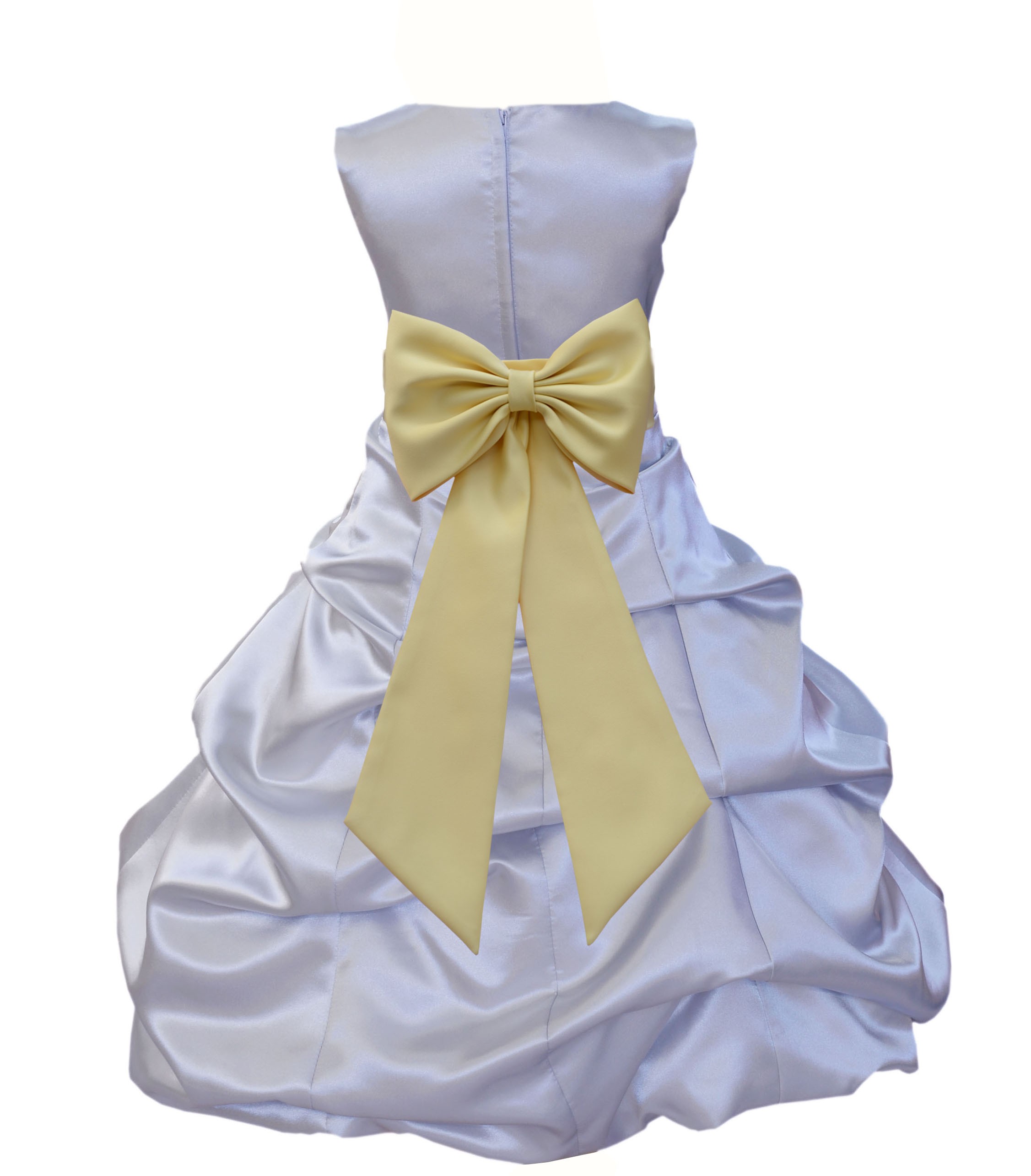 Silver/Canary Satin Pick-Up Bubble Flower Girl Dress Stylish 808T