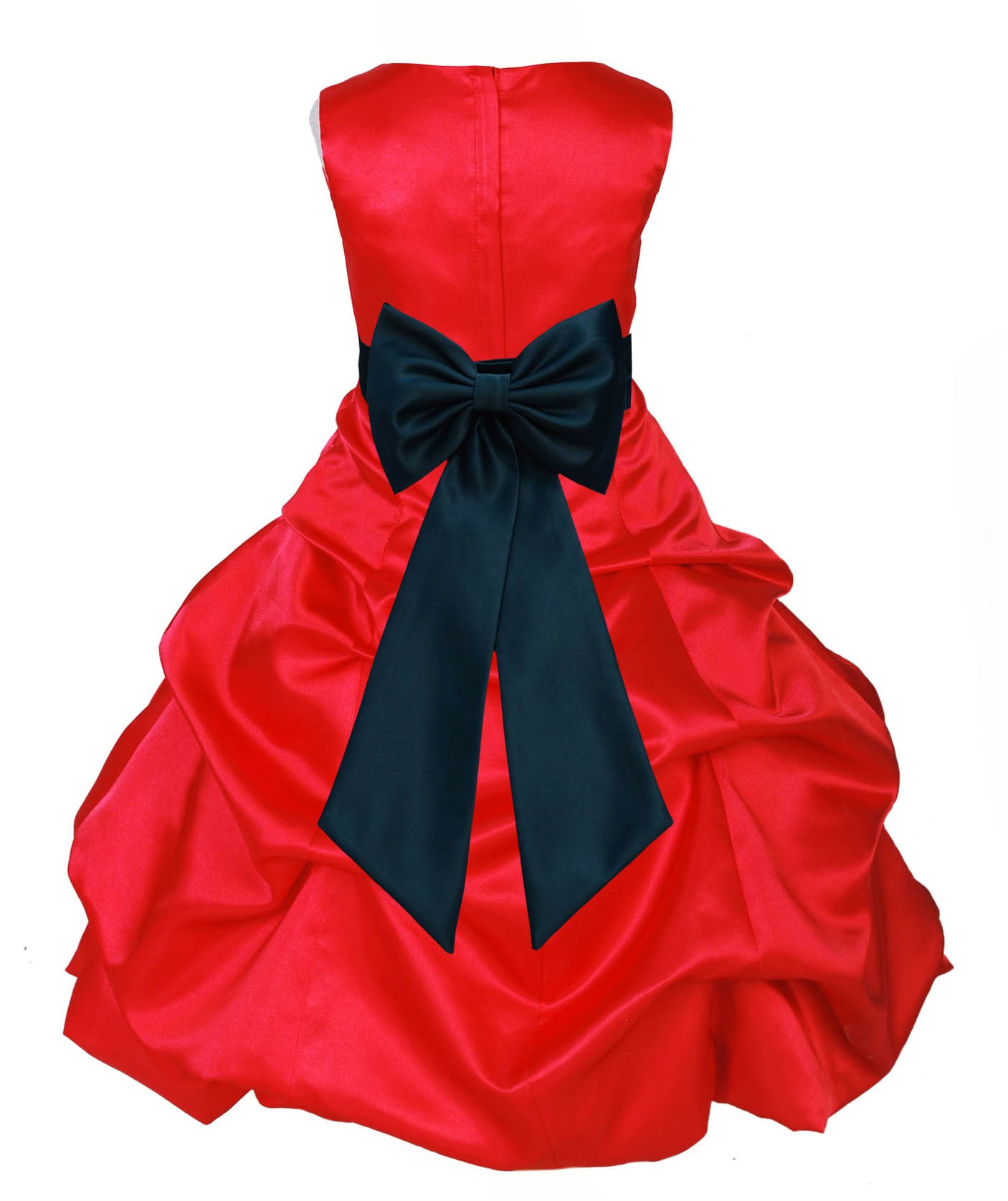 Red/Peacock Satin Pick-Up Bubble Flower Girl Dress Christmas 808T