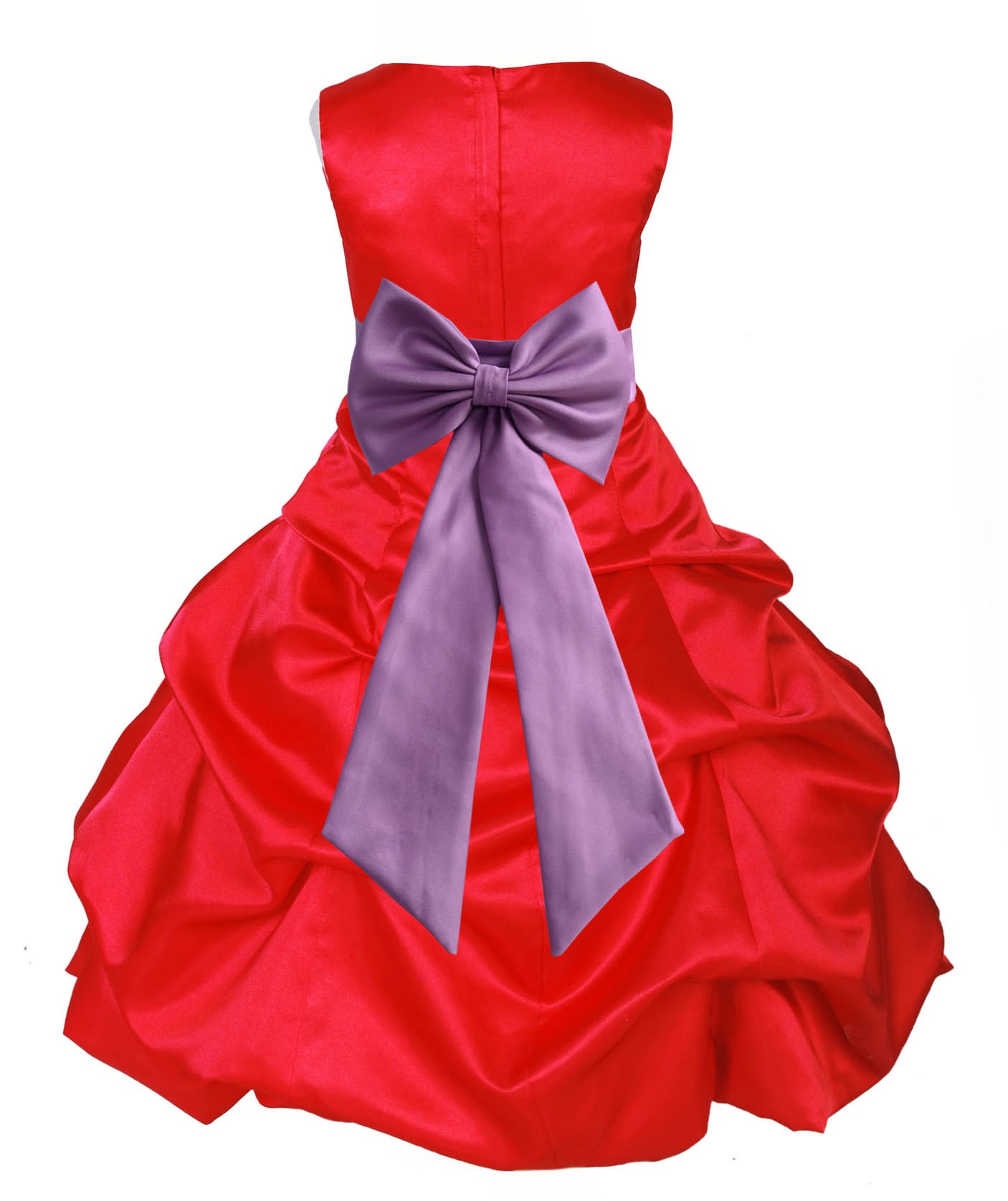 Red/Wisteria Satin Pick-Up Bubble Flower Girl Dress Christmas 808T