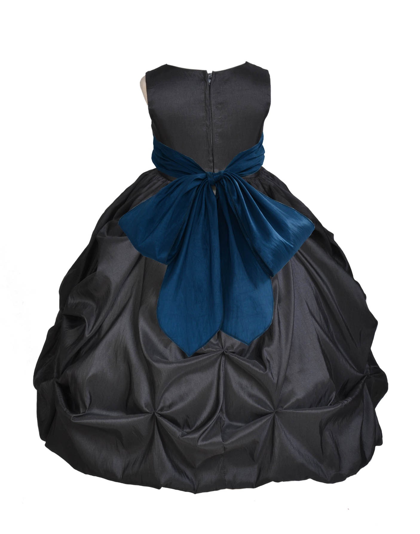 Black/Peacock Satin Taffeta Pick-Up Bubble Flower Girl Dress 301S