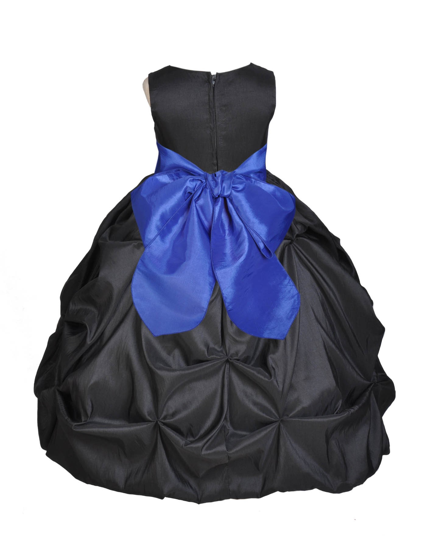 Black/Royal Blue Satin Taffeta Pick-Up Bubble Flower Girl Dress 301S