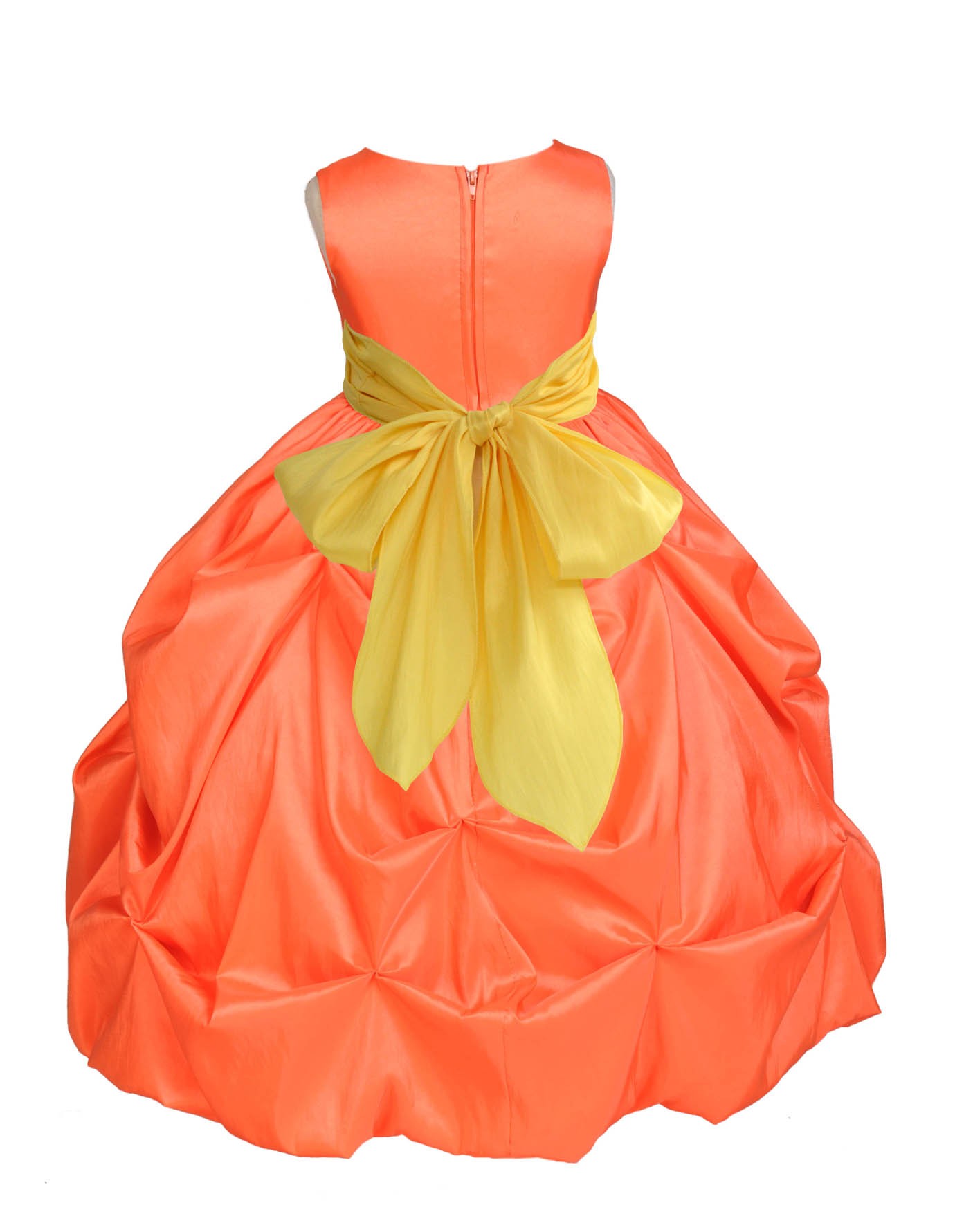 Orange/Sunbeam Satin Taffeta Pick-Up Bubble Flower Girl Dress 301S