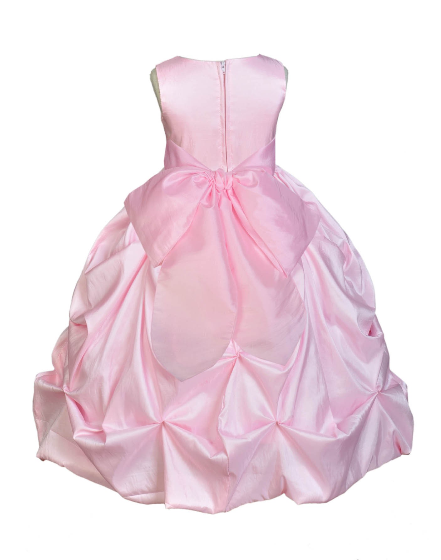 Pink/Pink Satin Taffeta Pick-Up Bubble Flower Girl Dress 301S