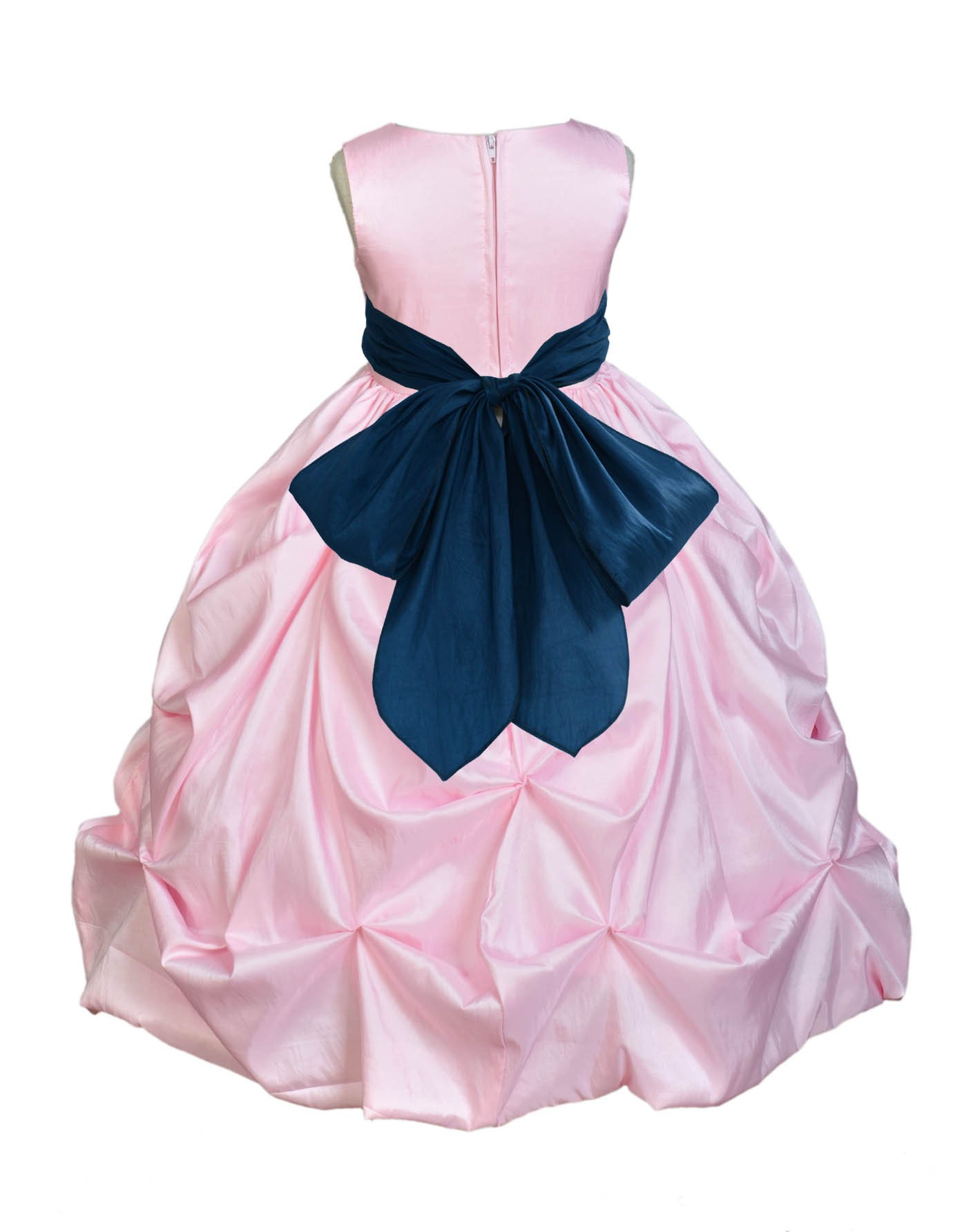 Pink/Peacock Satin Taffeta Pick-Up Bubble Flower Girl Dress 301S