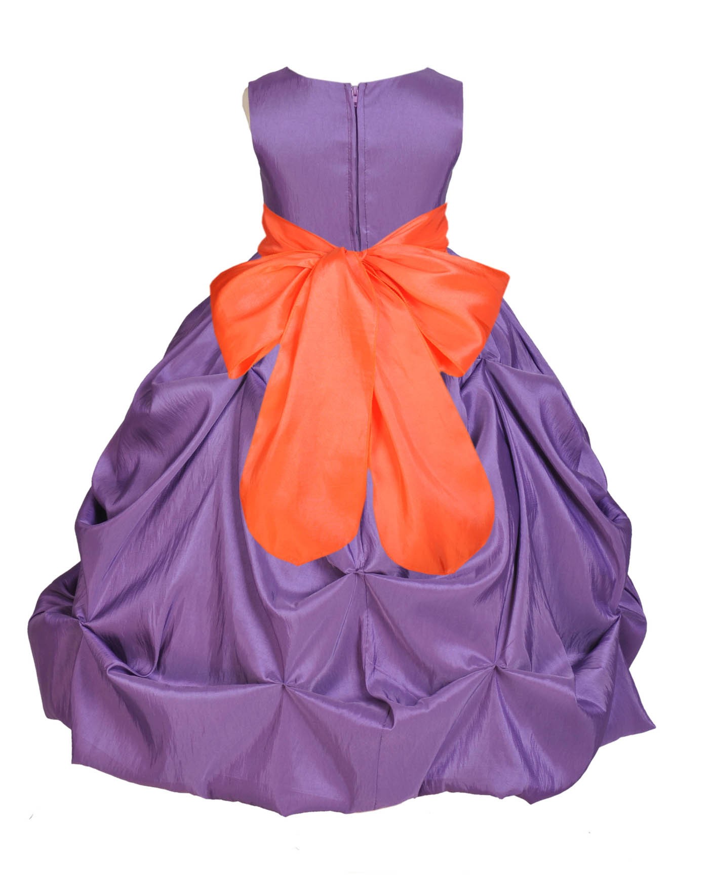 Purple/Orange Satin Taffeta Pick-Up Bubble Flower Girl Dress 301S