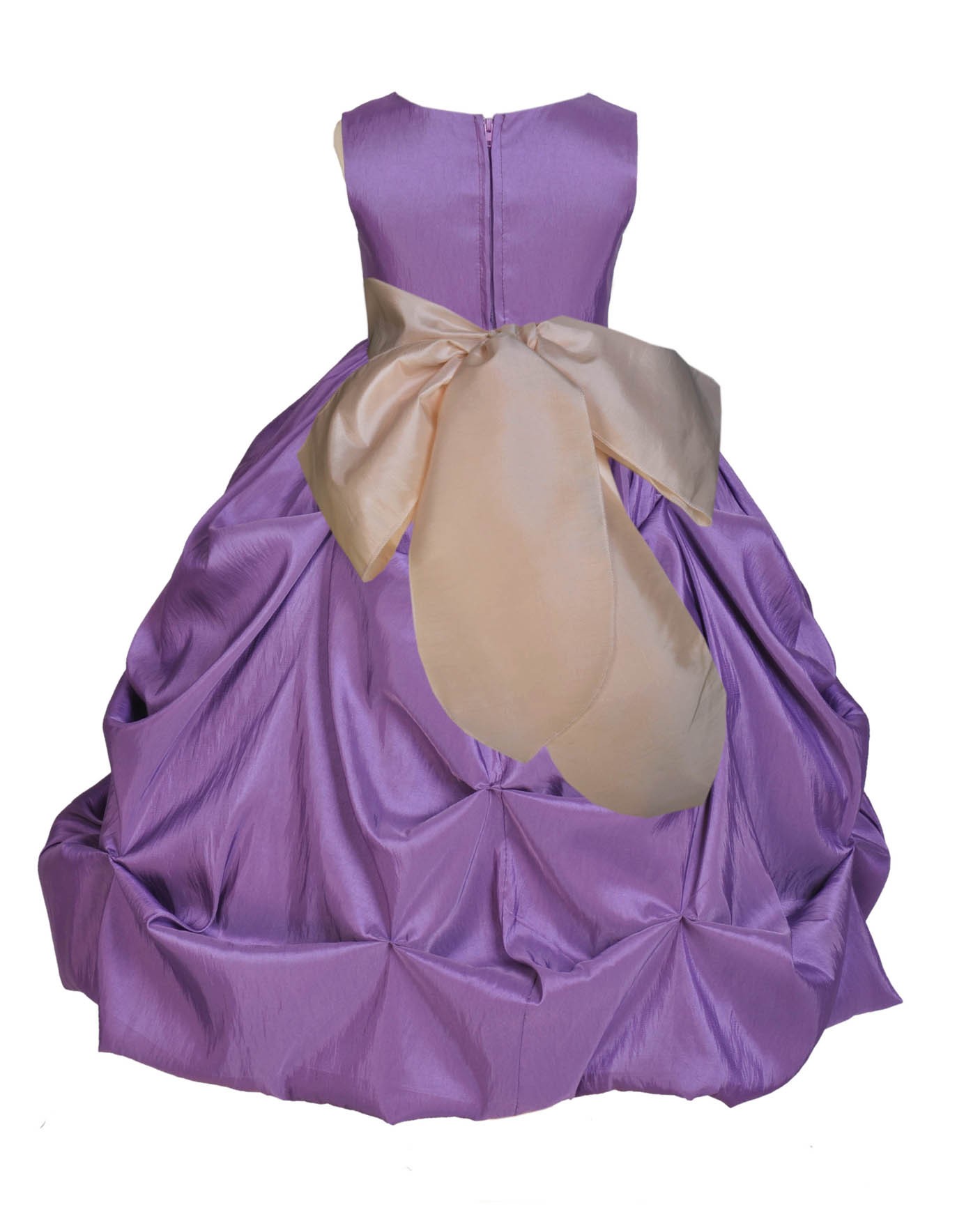 Purple/Champagne Satin Taffeta Pick-Up Bubble Flower Girl Dress 301S