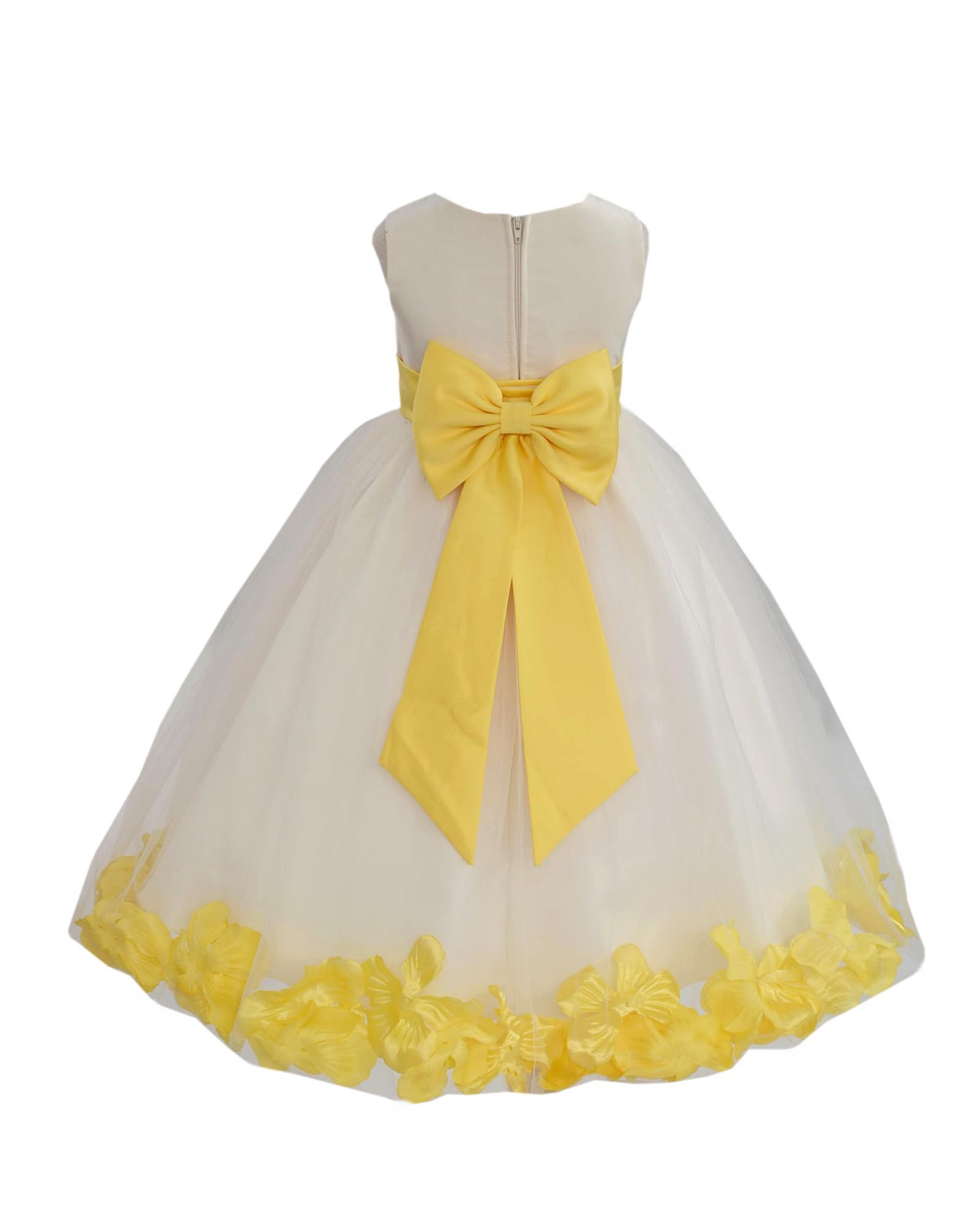 Ivory/Sunbeam Tulle Rose Petals Flower Girl Dress Recital 302a