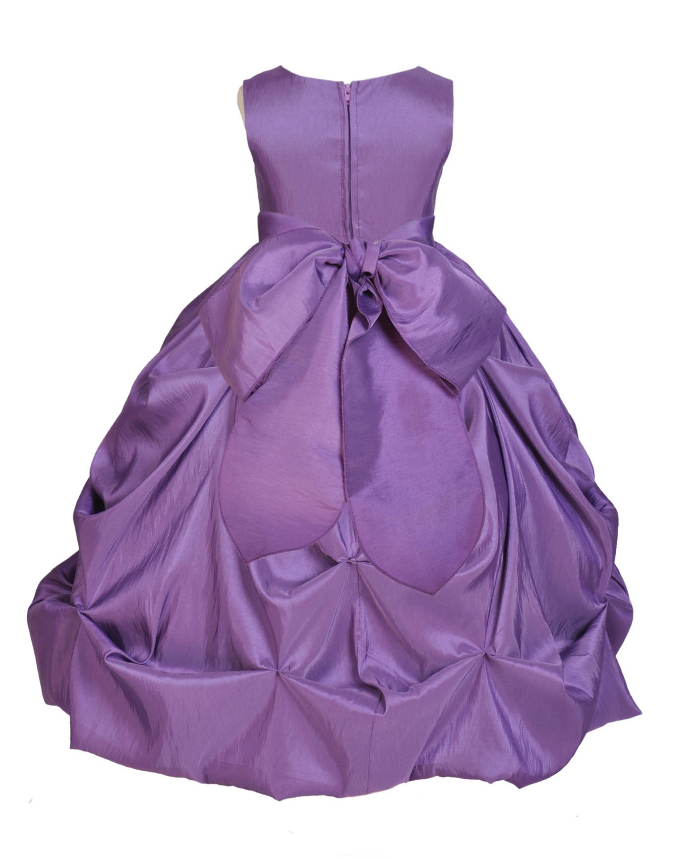 Matching Purple Satin Taffeta Pick-Up Bubble Flower Girl Dress 301S