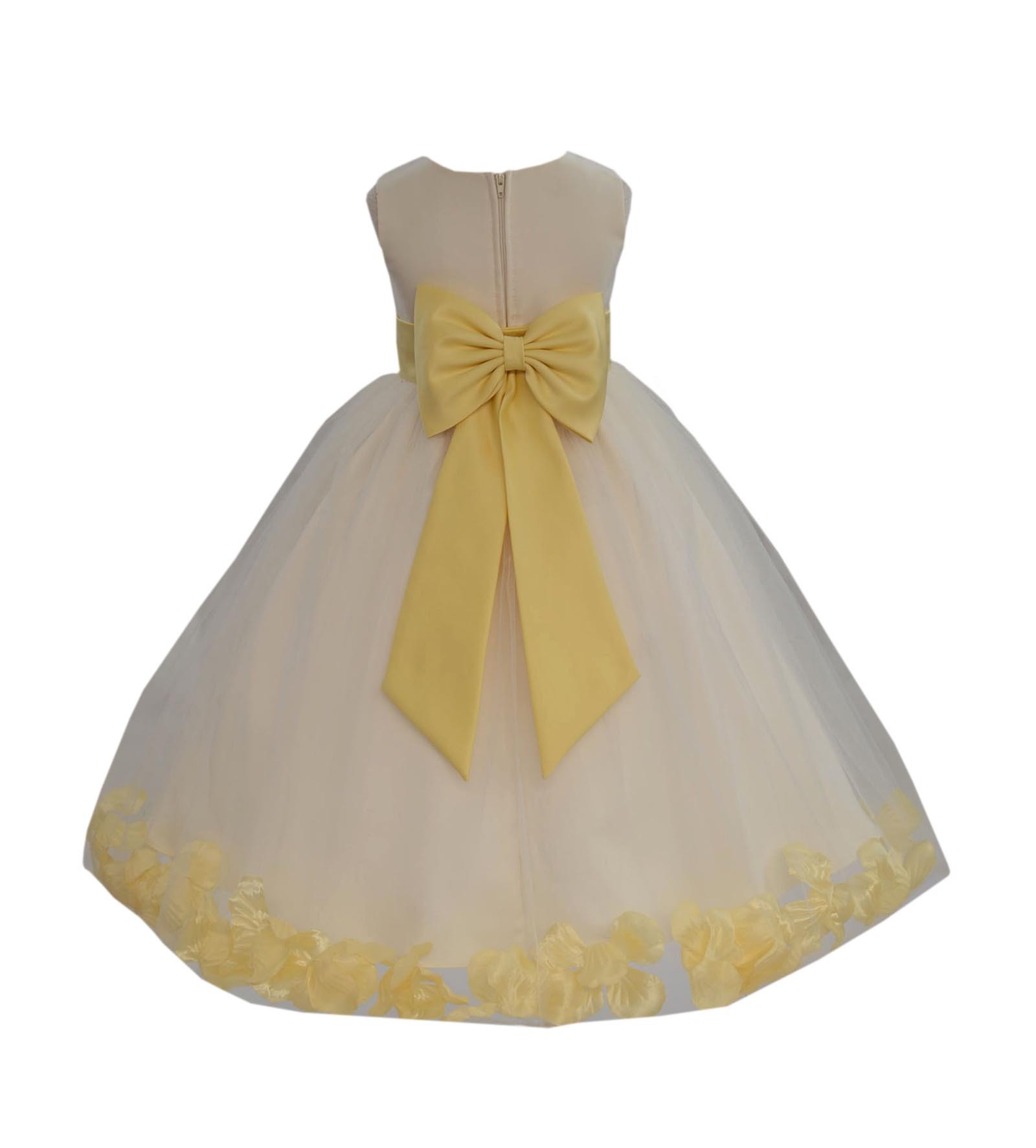 Ivory/Canary Tulle Rose Petals Flower Girl Dress Recital 302a
