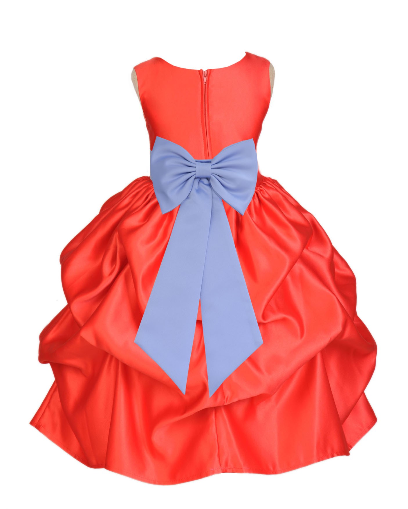 Red/Bluebird Satin Pick-Up Flower Girl Dress Christmas 208T