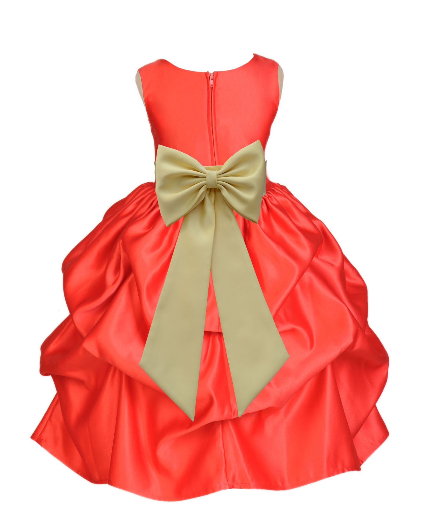 Red/Canary Satin Pick-Up Flower Girl Dress Christmas 208T