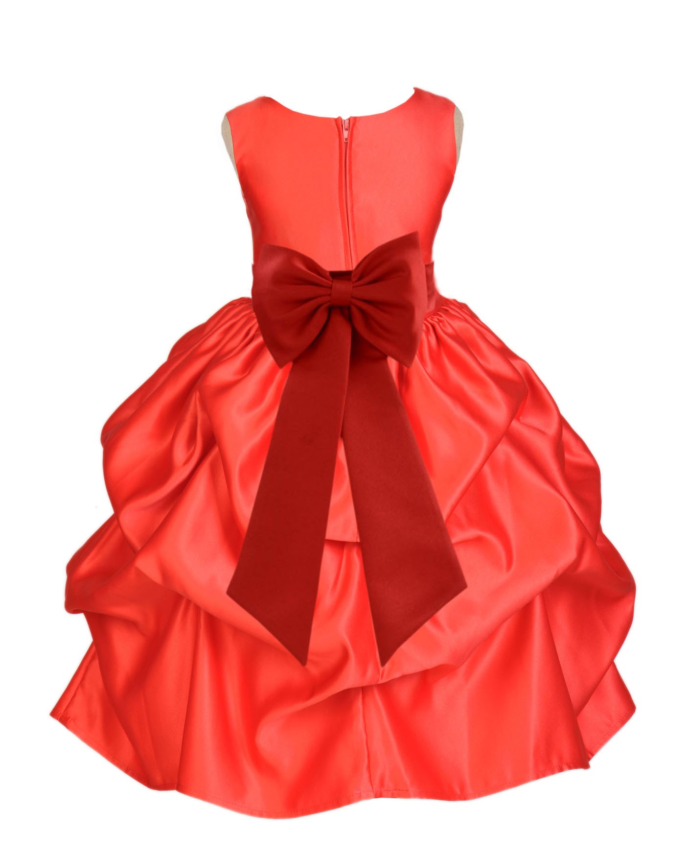 Red/Permission Satin Pick-Up Flower Girl Dress Christmas 208T