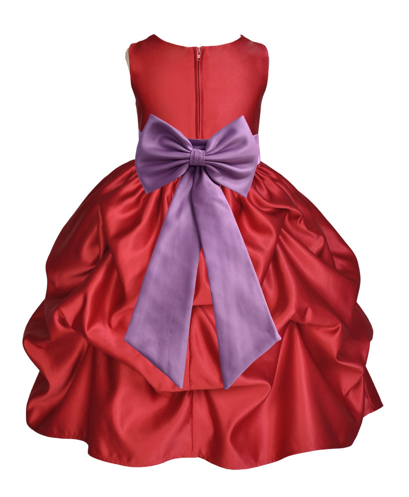 Apple Red/Wisteria Satin Pick-Up Flower Girl Dress Holiday 208T