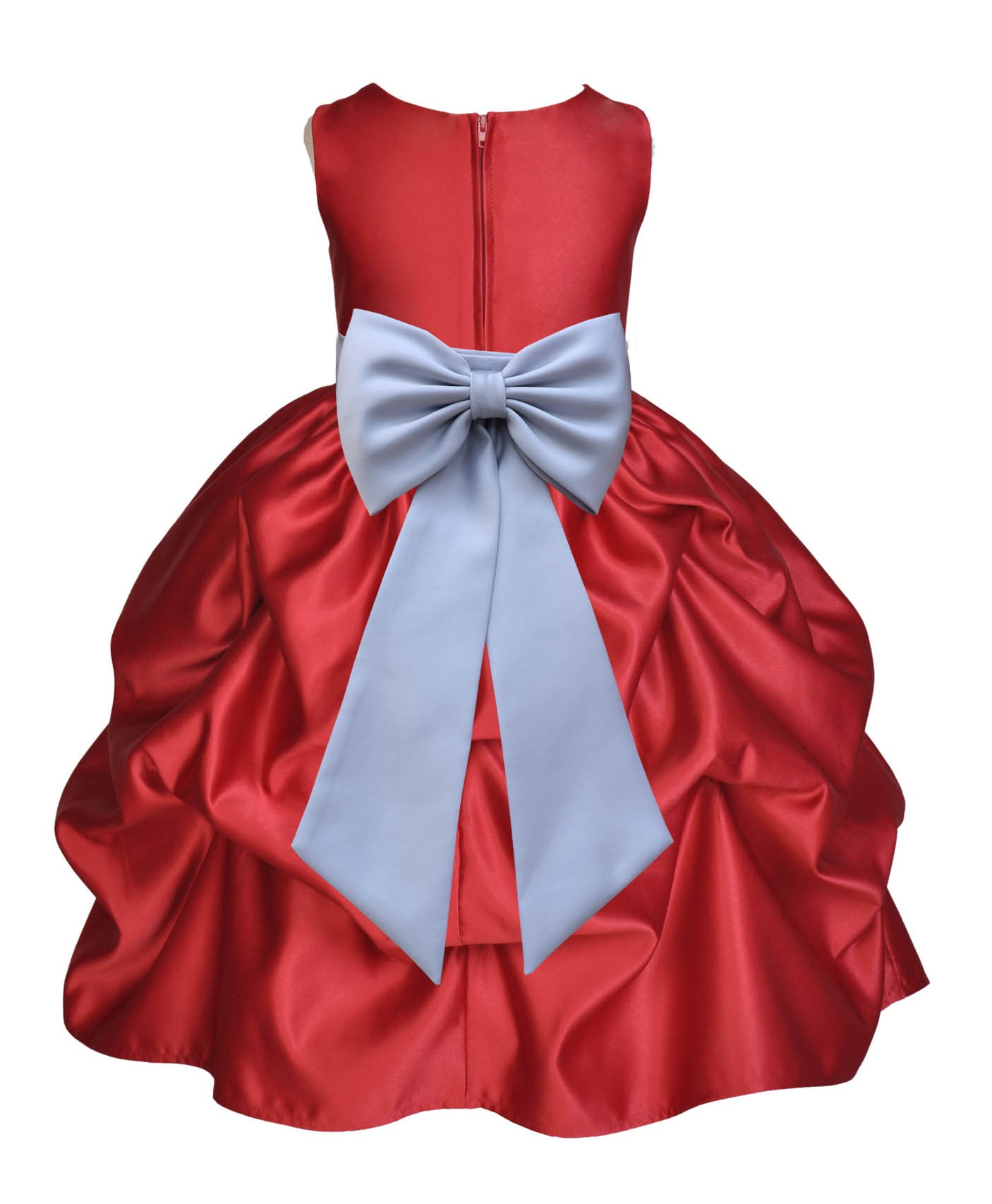 Apple Red/Silver Satin Pick-Up Flower Girl Dress Holiday 208T