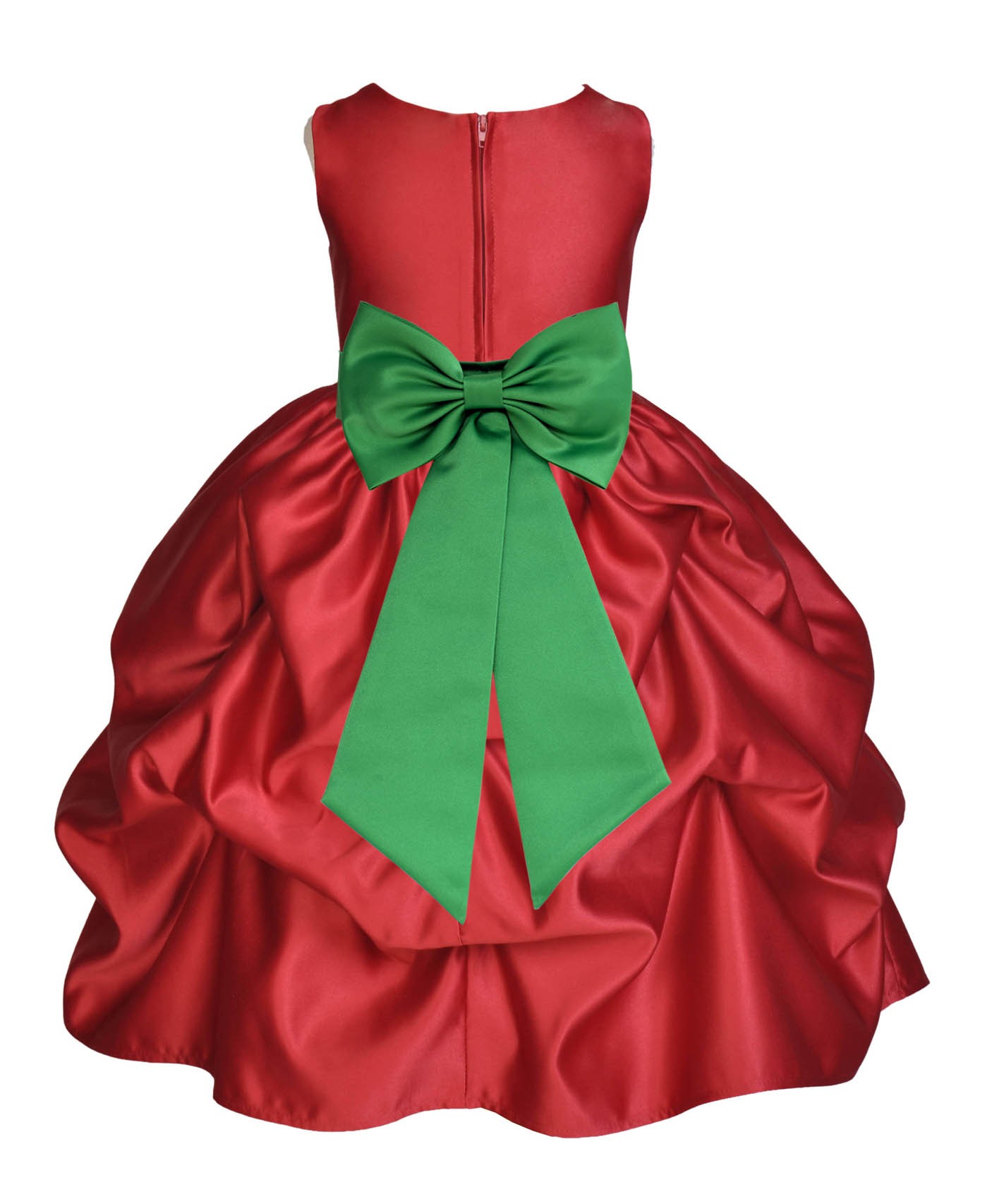 Apple Red/Lime Satin Pick-Up Flower Girl Dress Holiday 208T