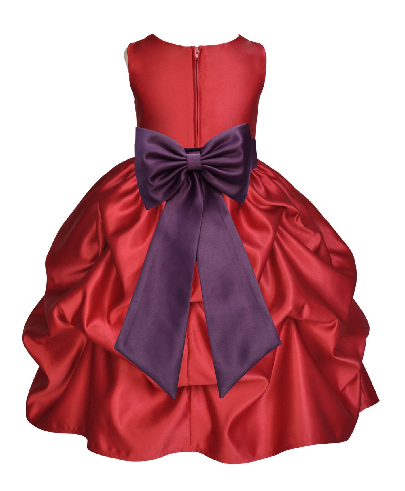 Apple Red/Plum Satin Pick-Up Flower Girl Dress Holiday 208T
