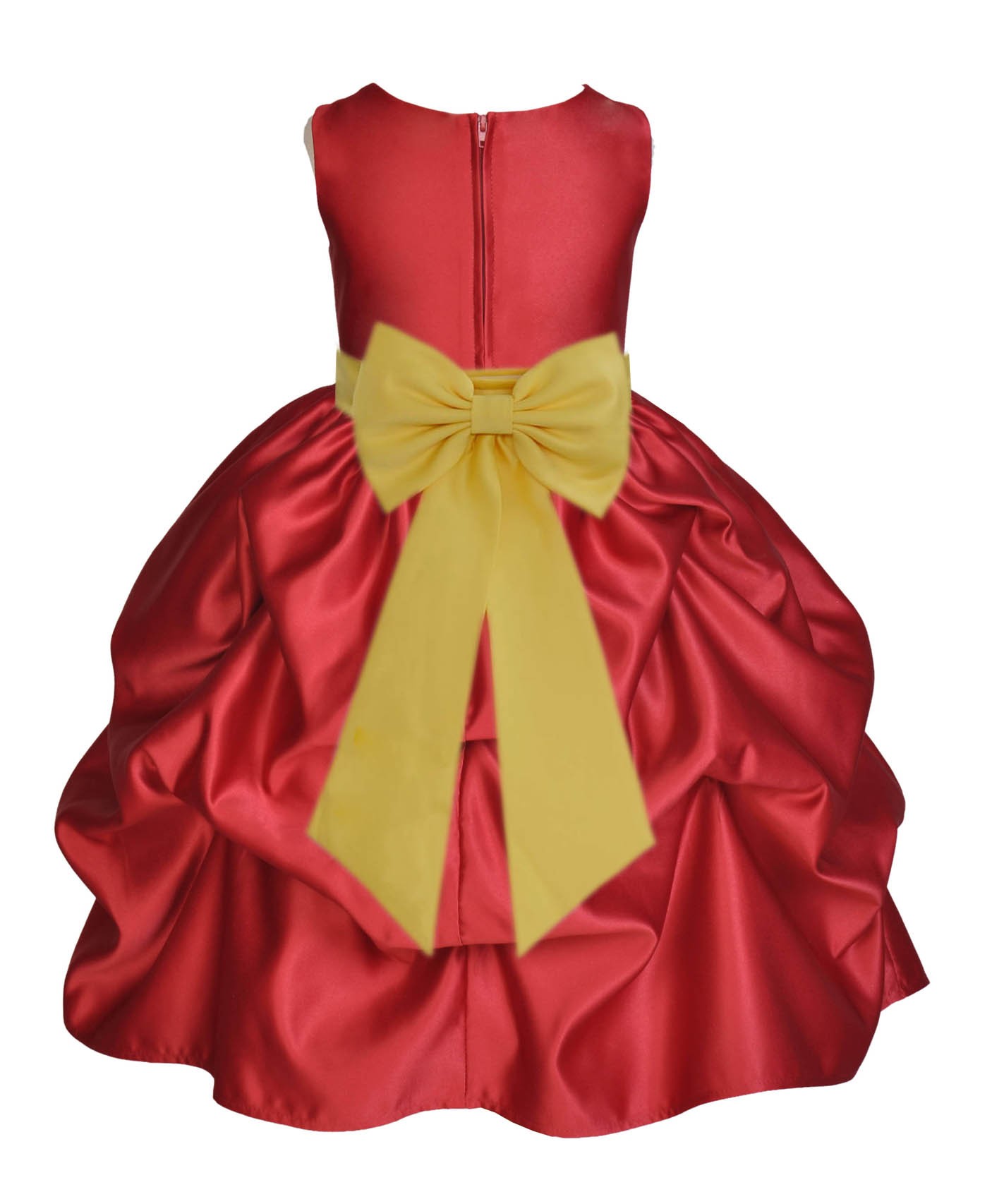 Apple Red/Sunbeam Satin Pick-Up Flower Girl Dress Holiday 208T
