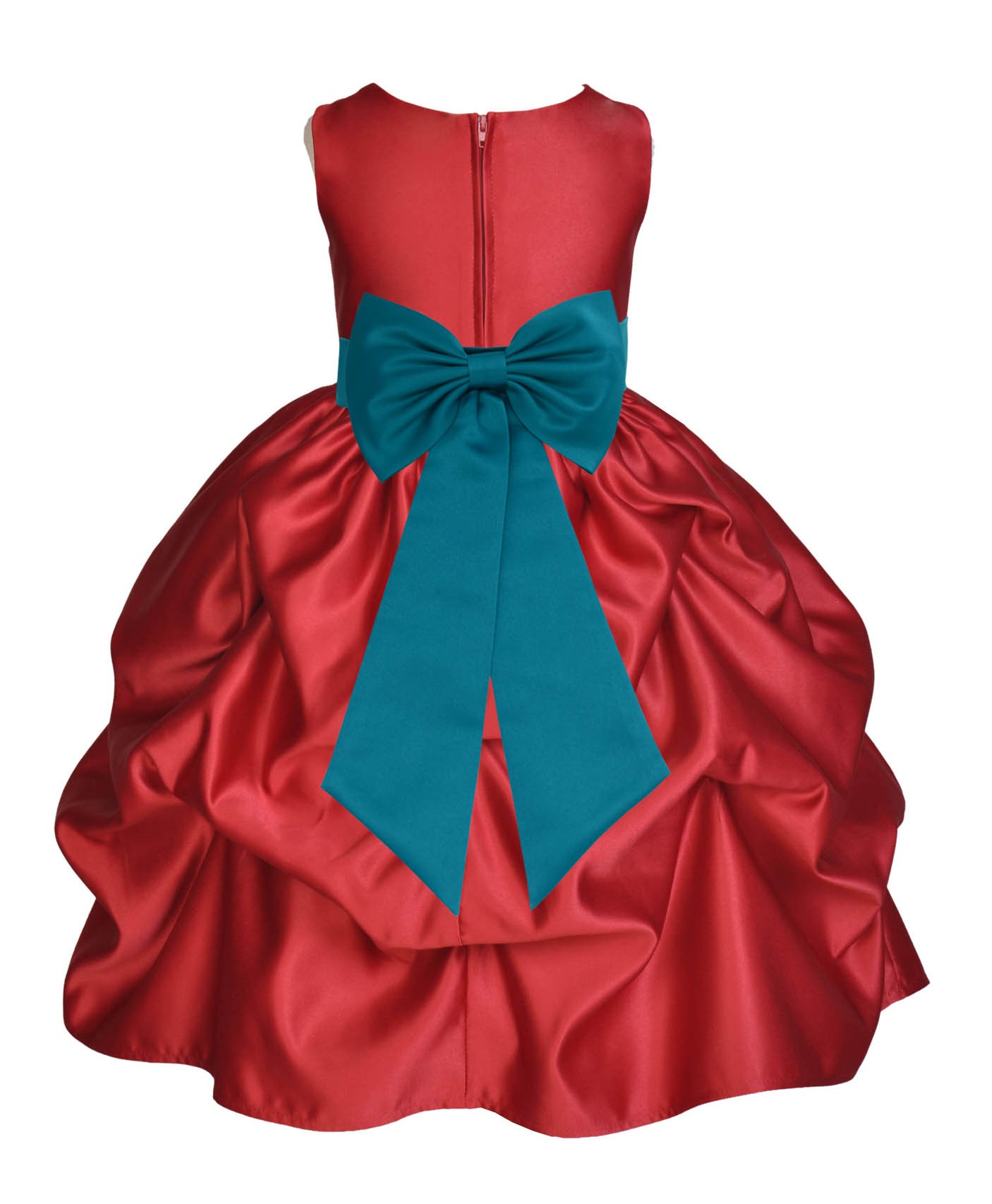 Apple Red/Oasis Satin Pick-Up Flower Girl Dress Holiday 208T
