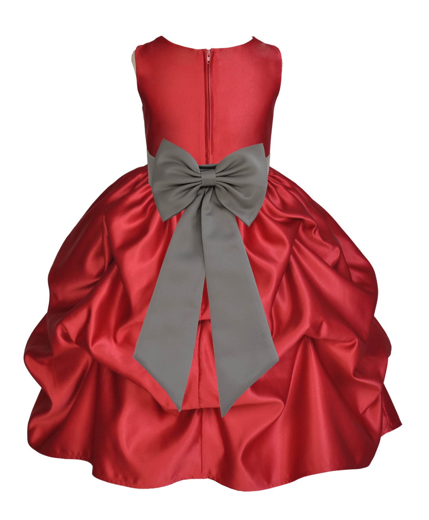 Apple Red/Mercury Satin Pick-Up Flower Girl Dress Holiday 208T