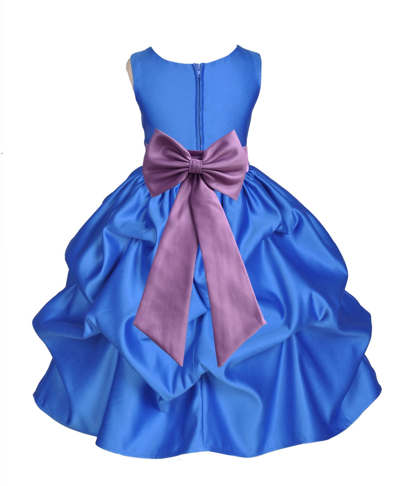 Royal Blue/Wisteria Satin Pick-Up Flower Girl Dress Dance 208T