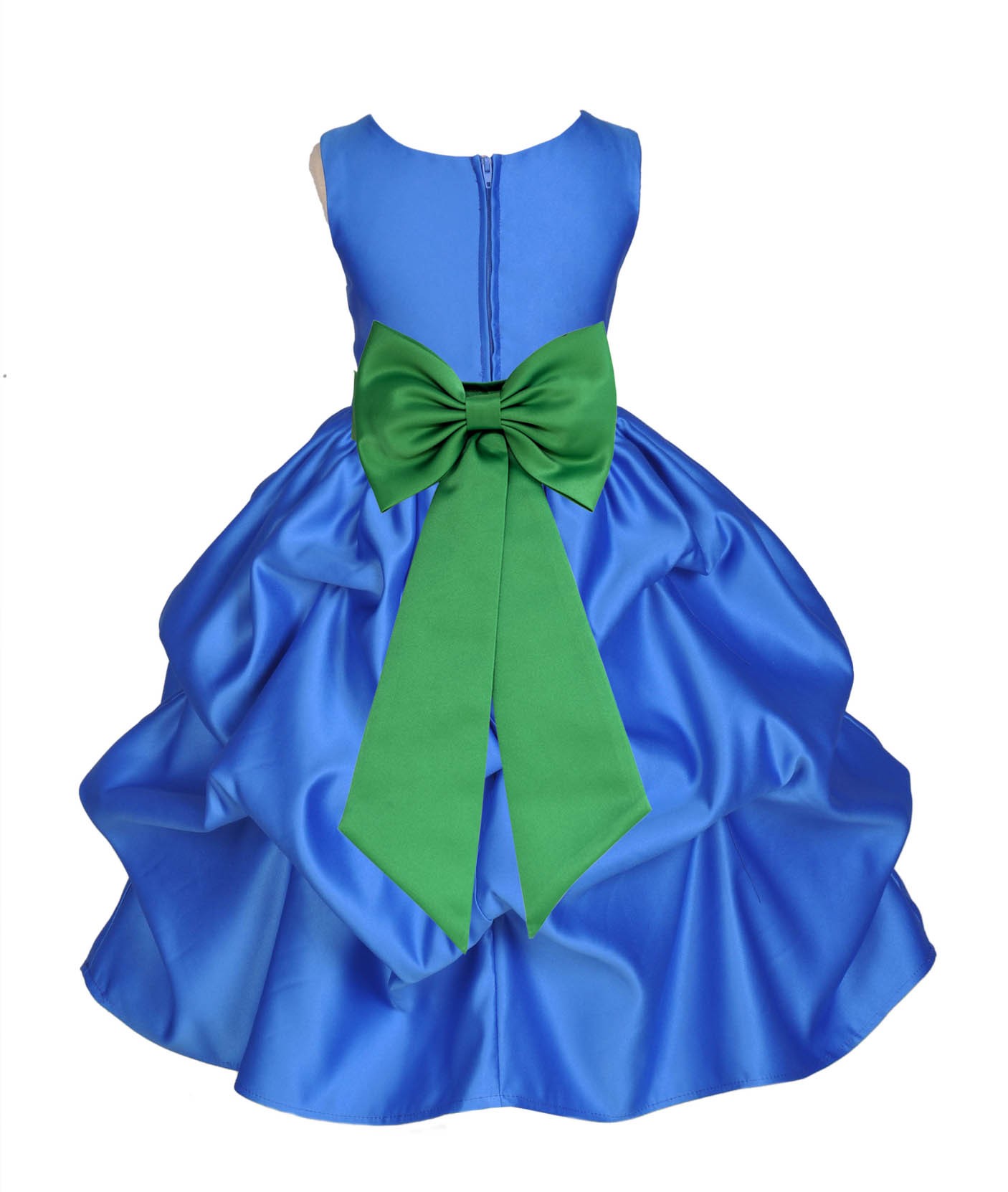 Royal Blue/Lime Satin Pick-Up Flower Girl Dress Dance 208T