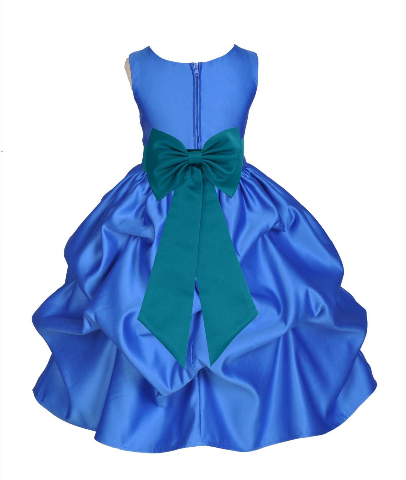 Royal Blue/Oasis Satin Pick-Up Flower Girl Dress Dance 208T